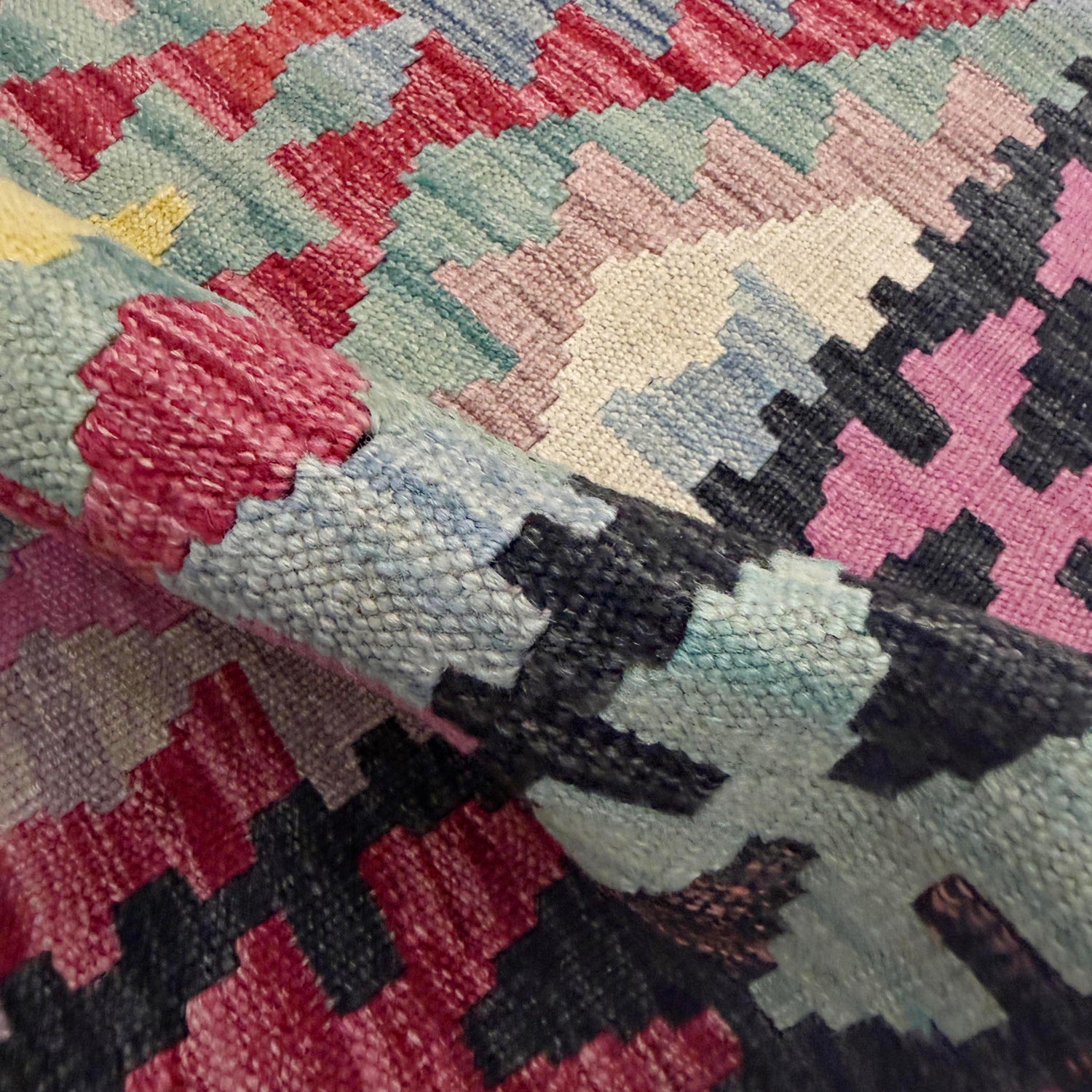 Handmade Multi Kilim Geometric 6' Runner