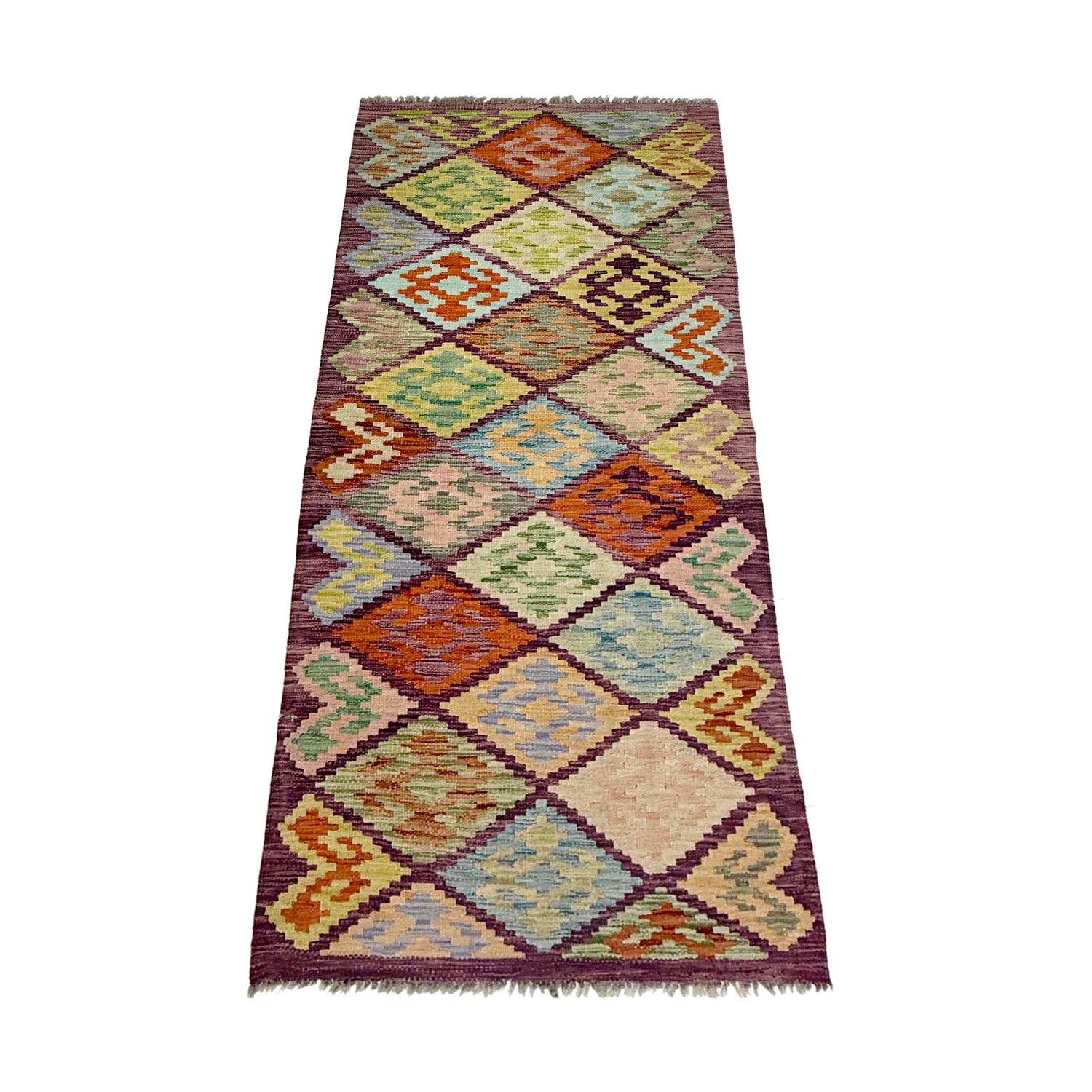 Handmade Multi Kilim Geometric 6' Runner