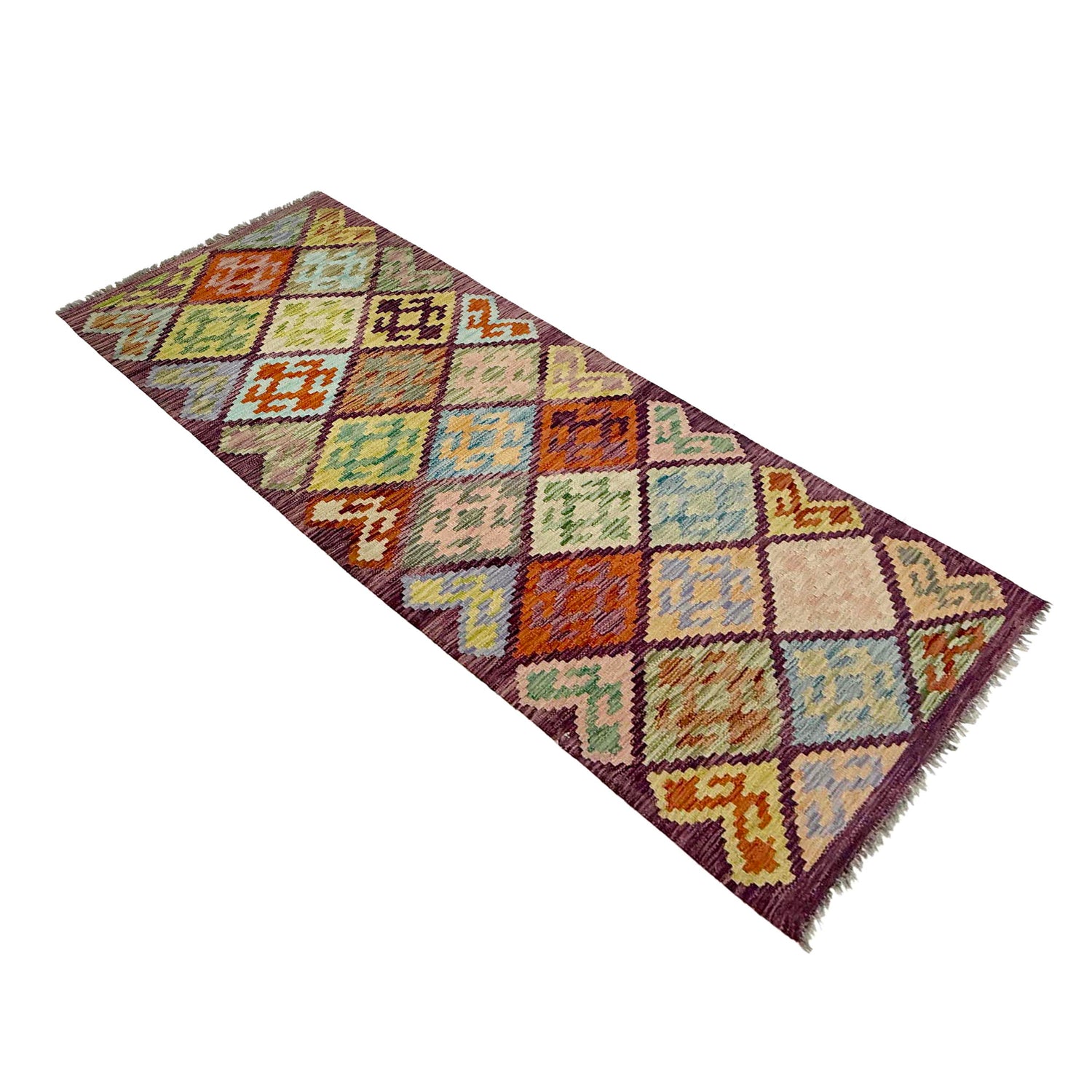 Handmade Multi Kilim Geometric 6' Runner