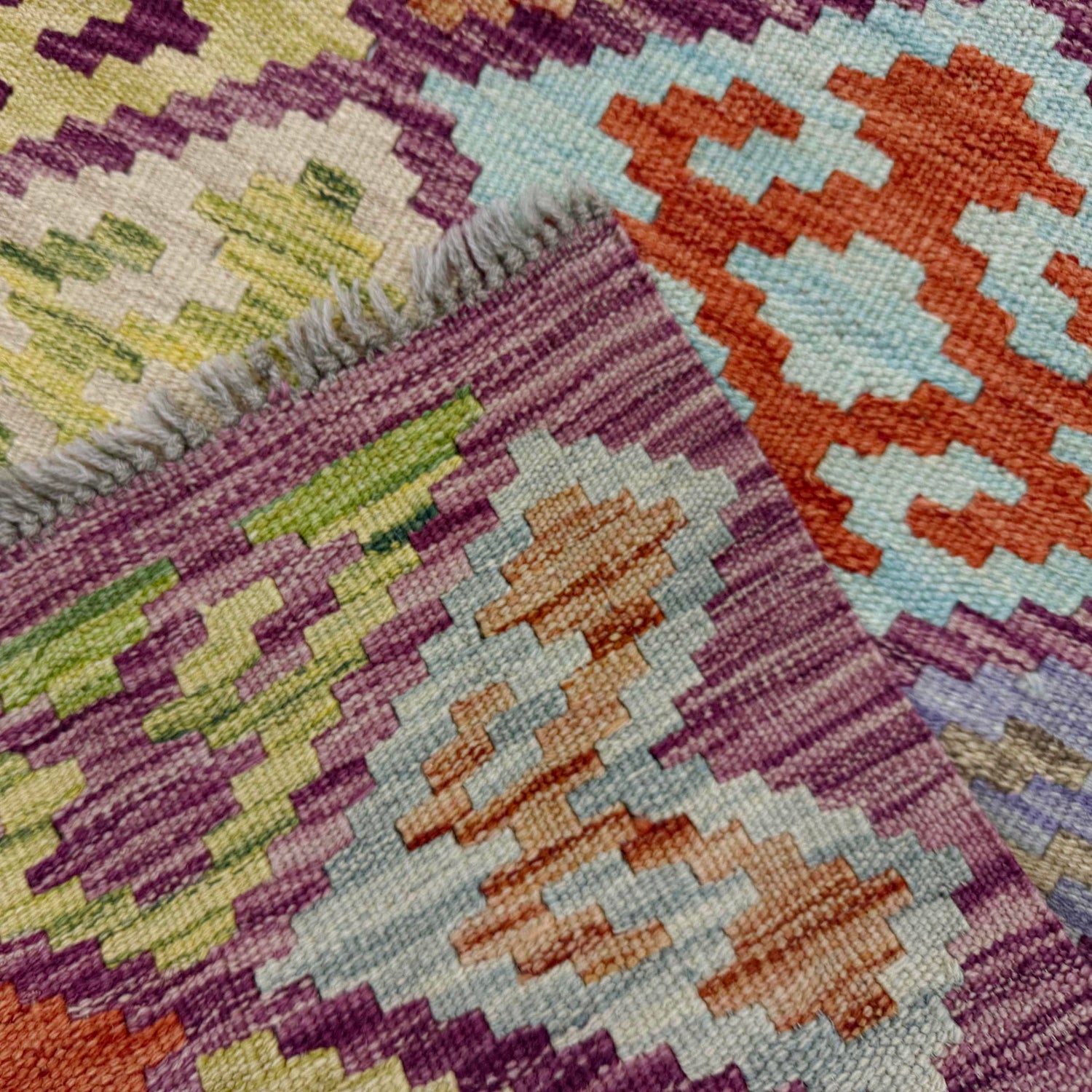 Handmade Multi Kilim Geometric 6' Runner