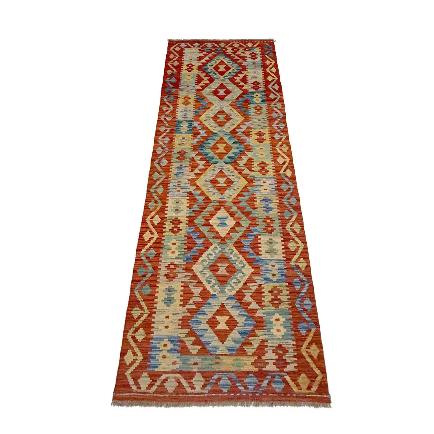 Handmade Multi Kilim Geometric 10' Runner