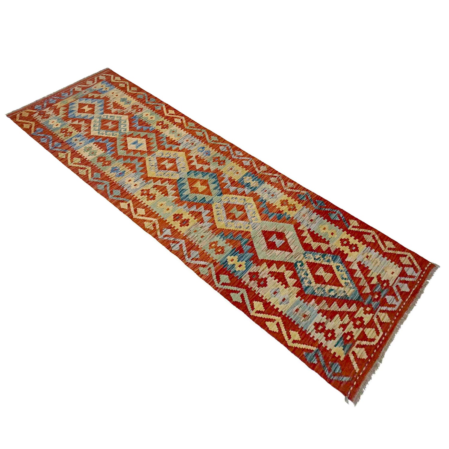 Handmade Multi Kilim Geometric 10' Runner