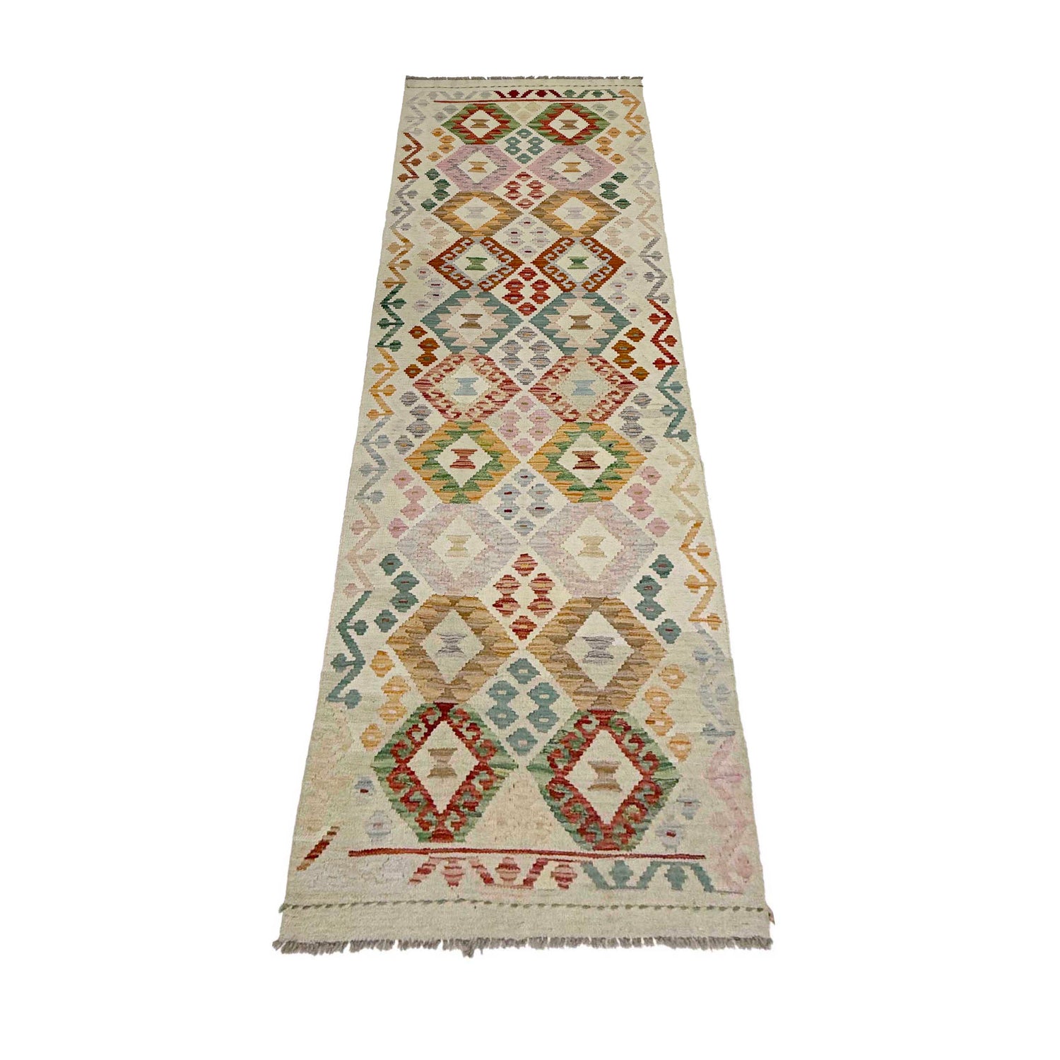 Handmade Multi Kilim Geometric 10' Runner