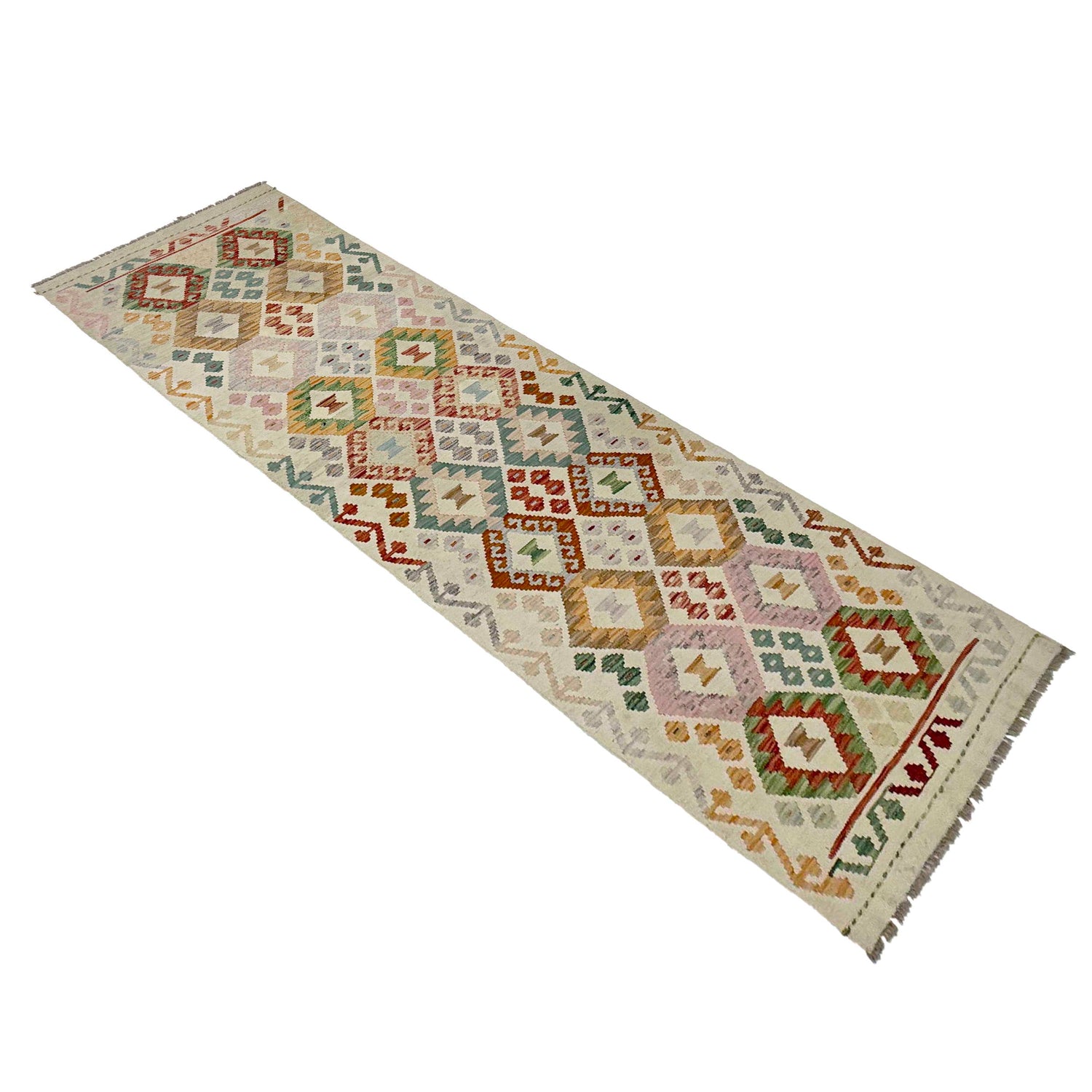 Handmade Multi Kilim Geometric 10' Runner