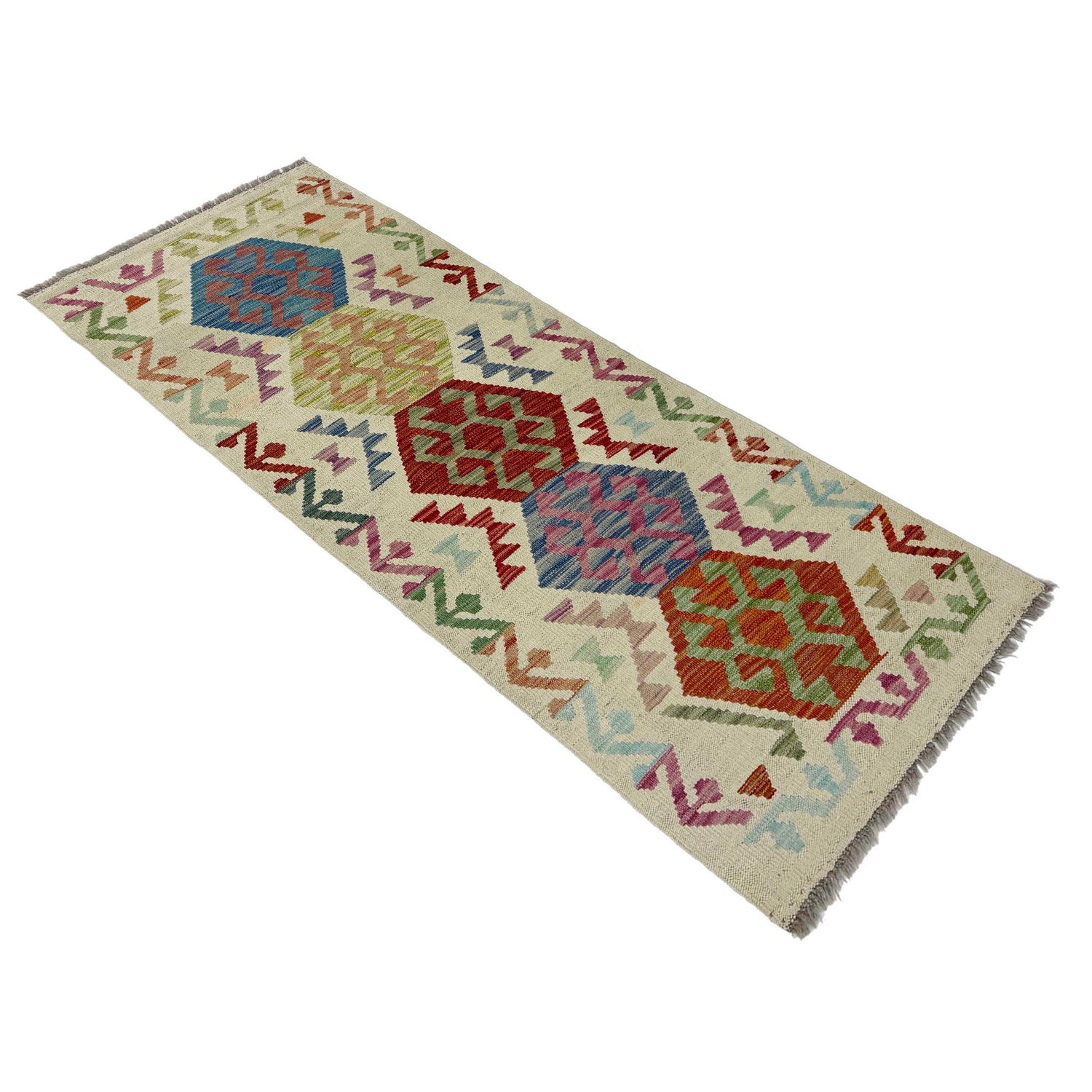 Handmade Multi Kilim Geometric 6' Runner