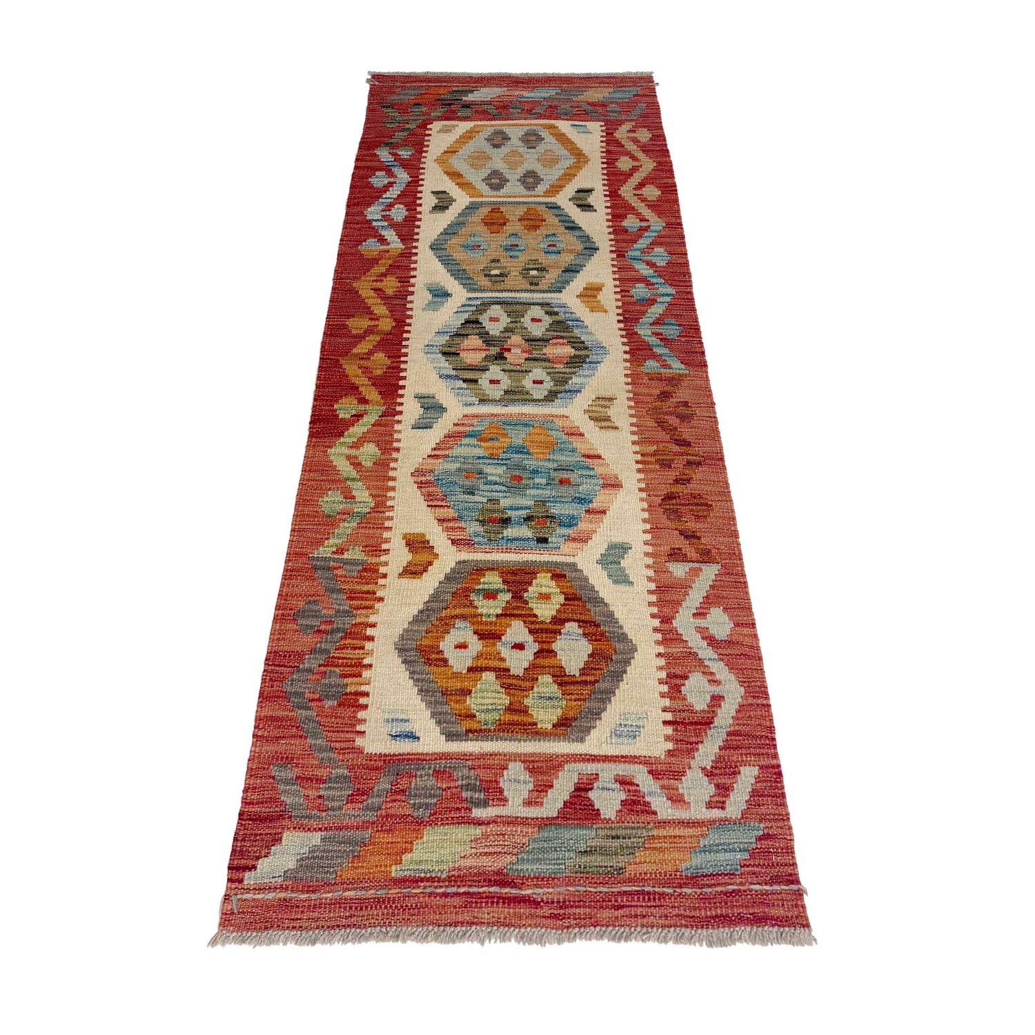 Handmade Multi Kilim Geometric 6' Runner