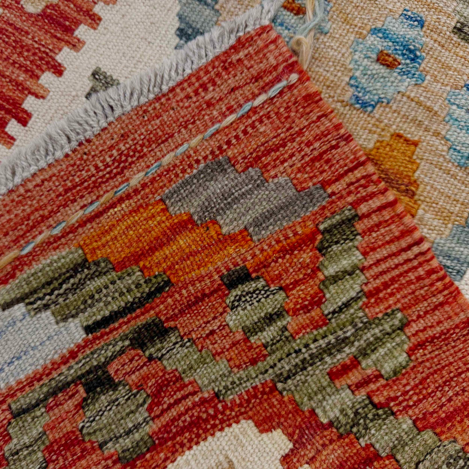 Handmade Multi Kilim Geometric 6' Runner
