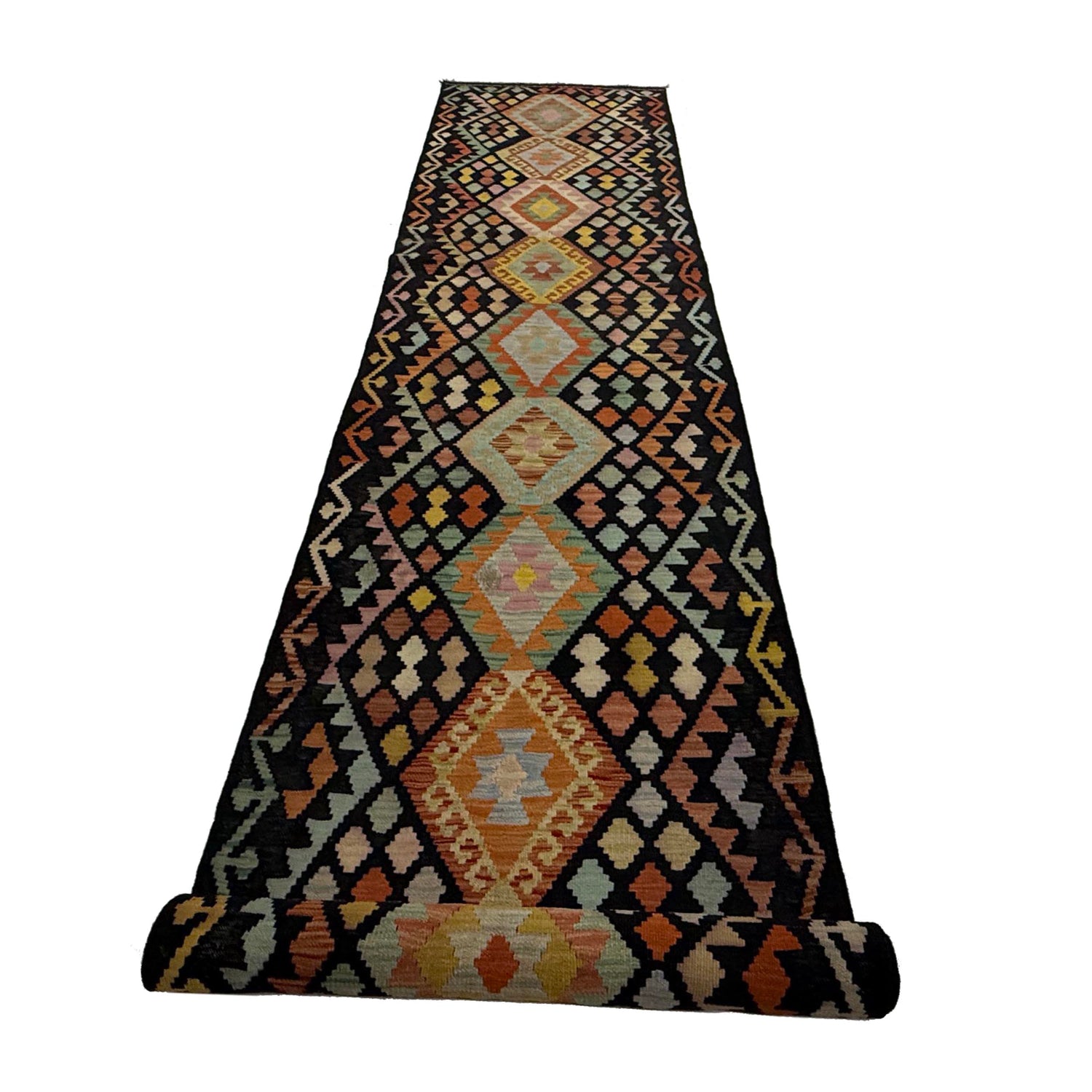 Handmade Multi Kilim Geometric 16' Runner