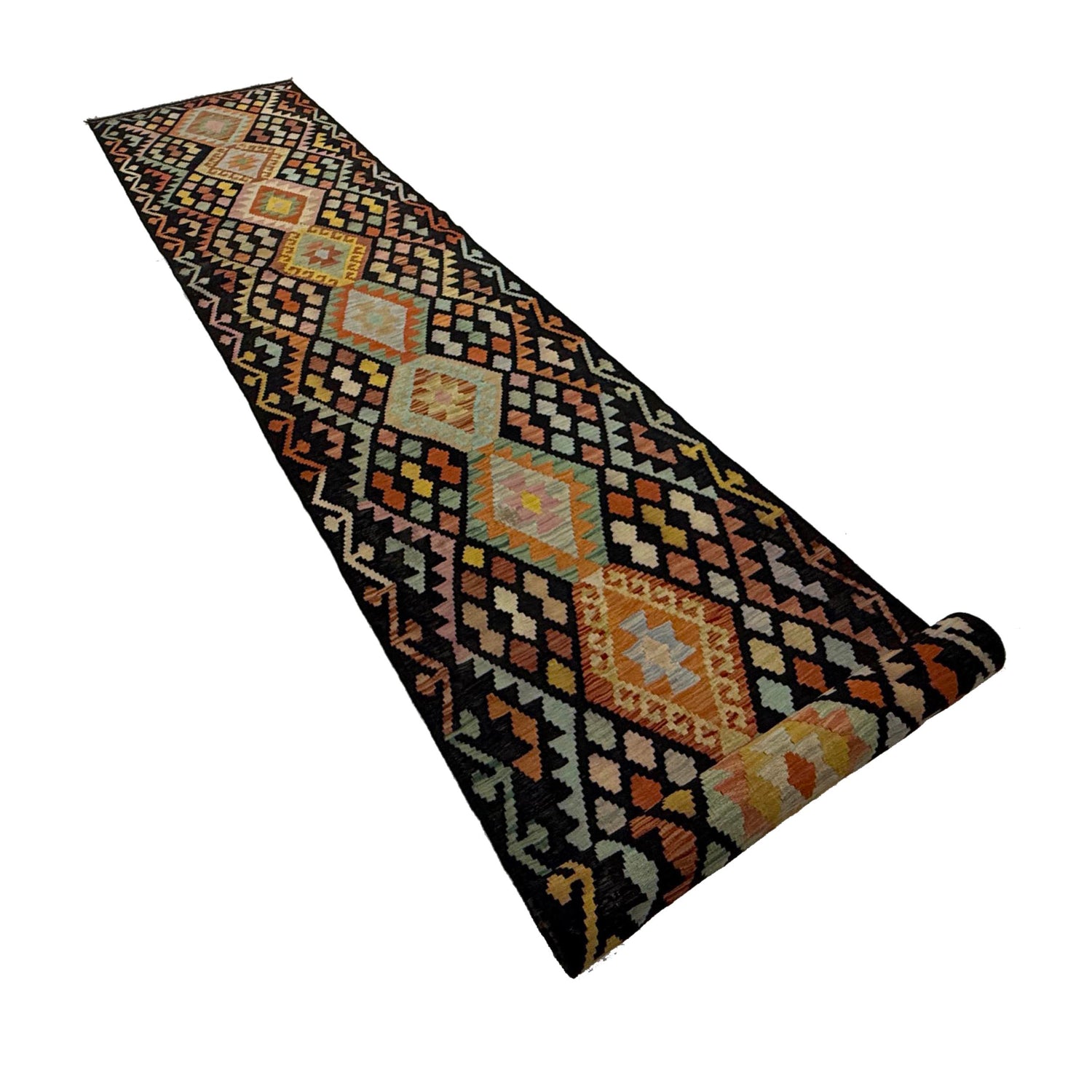 Handmade Multi Kilim Geometric 16' Runner