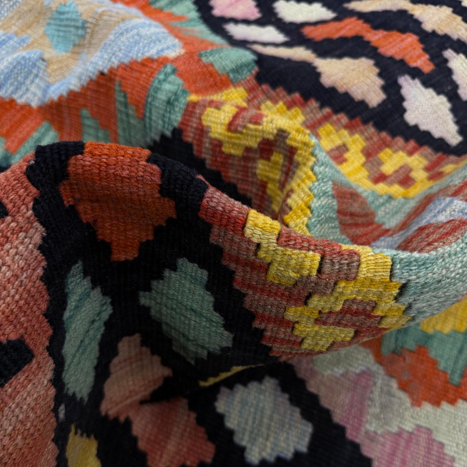 Handmade Multi Kilim Geometric 16' Runner