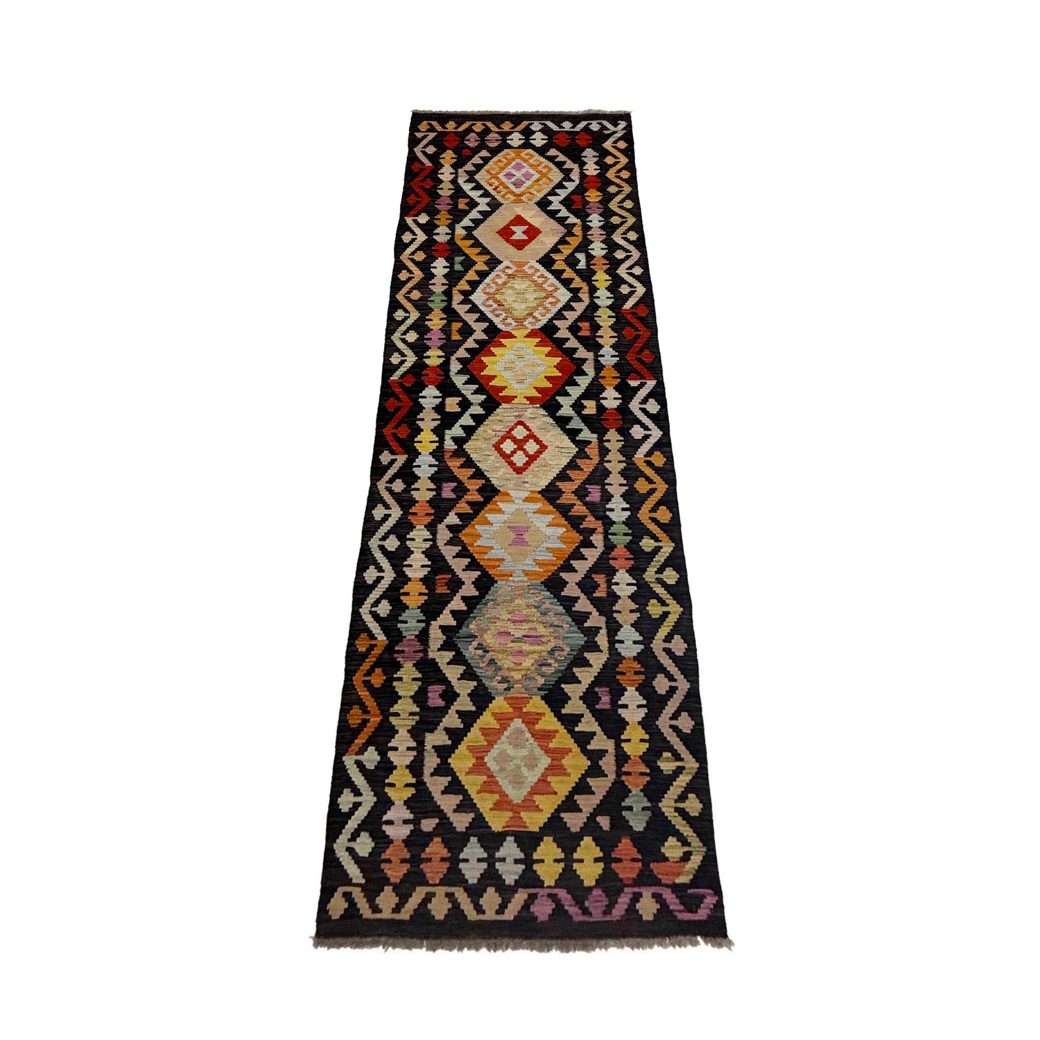 Handmade Multi Kilim Geometric 10' Runner