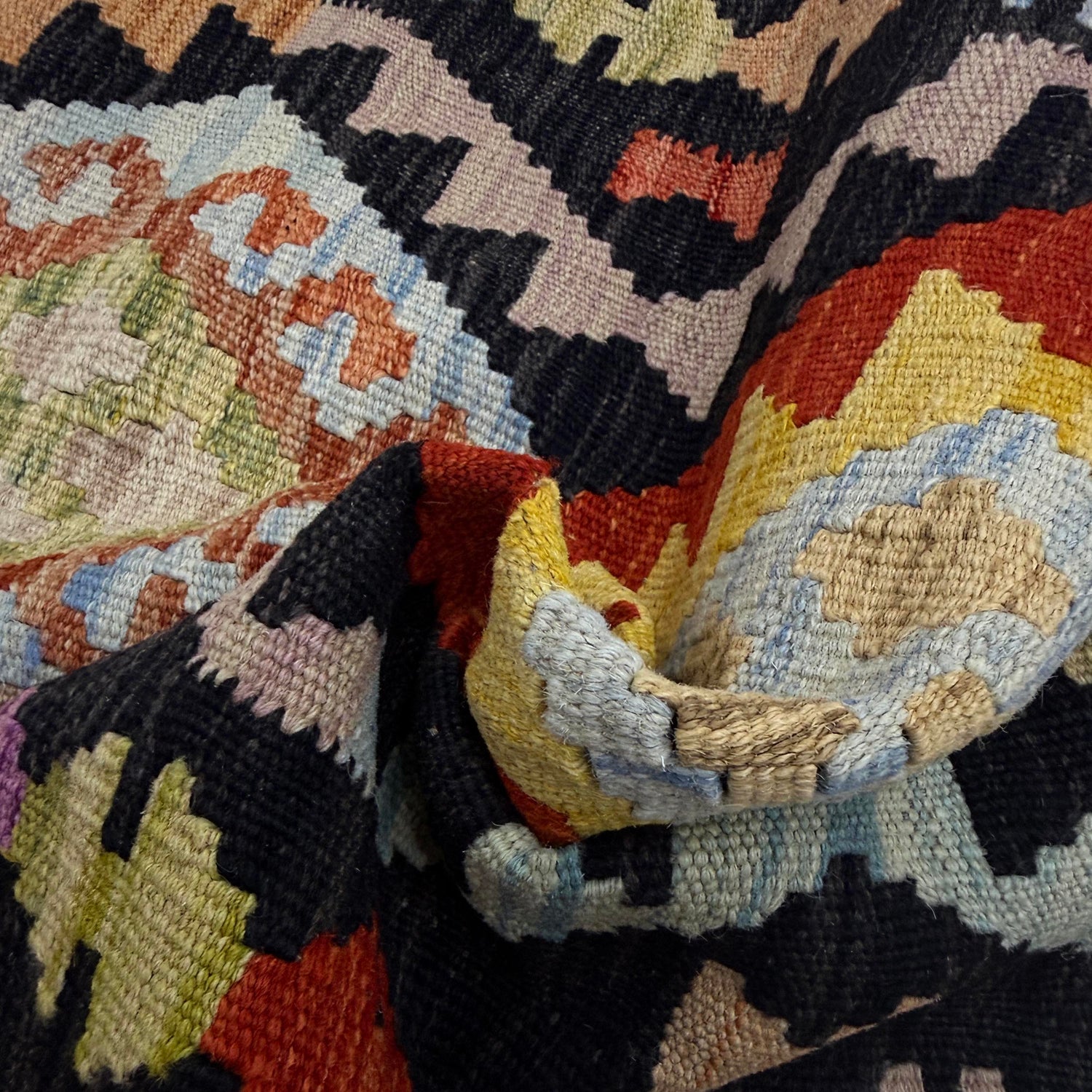 Handmade Multi Kilim Geometric 10' Runner