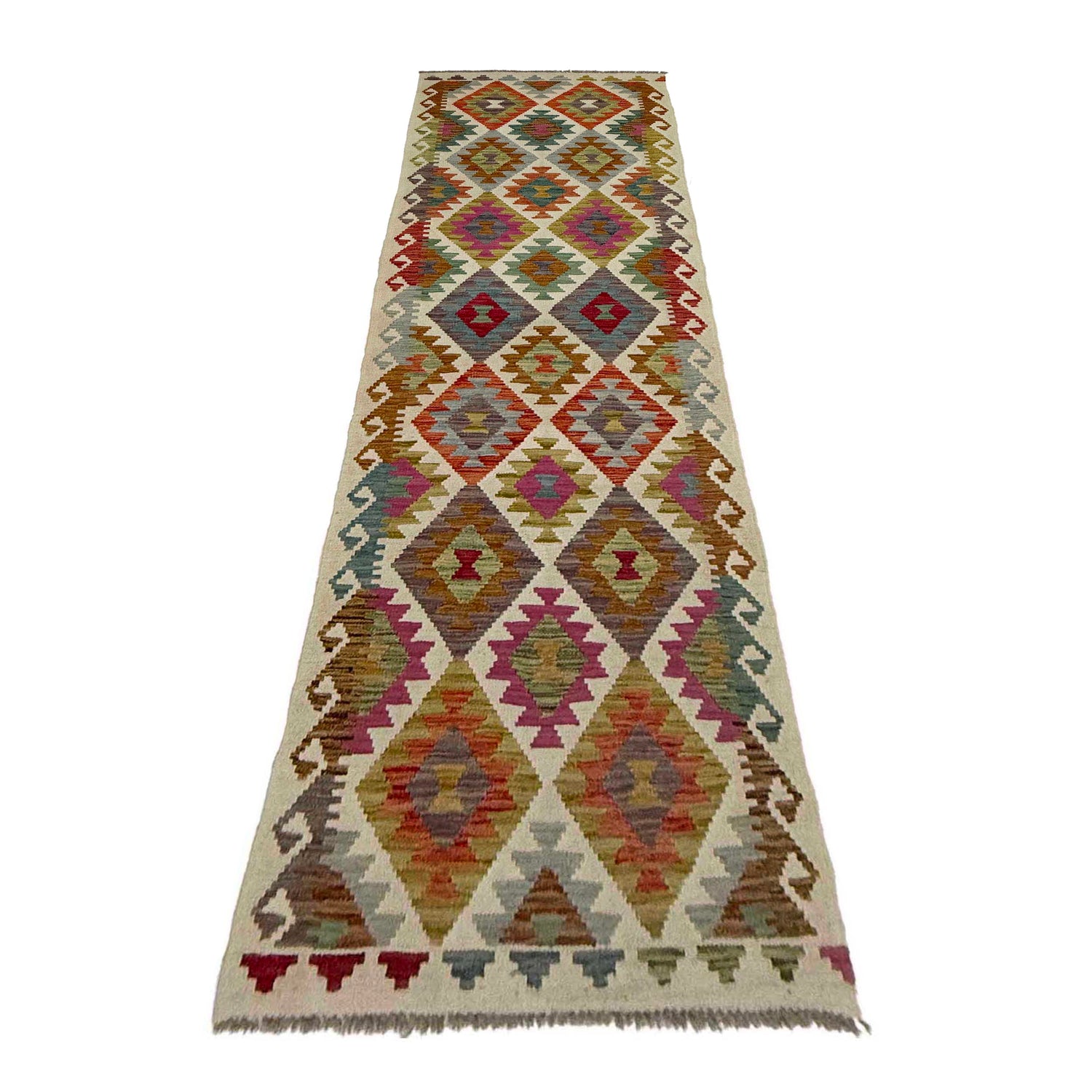 Handmade Multi Kilim Geometric 10' Runner