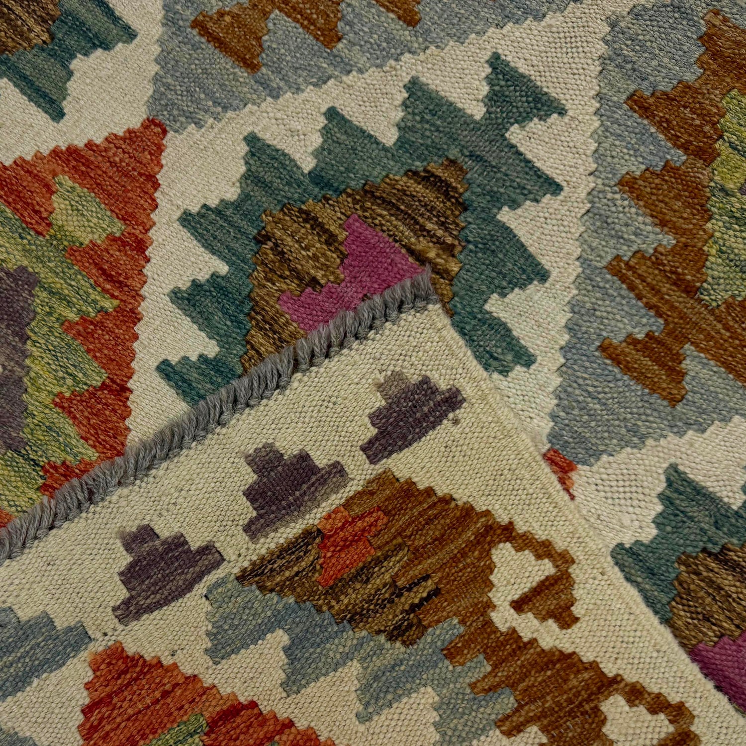 Handmade Multi Kilim Geometric 10' Runner