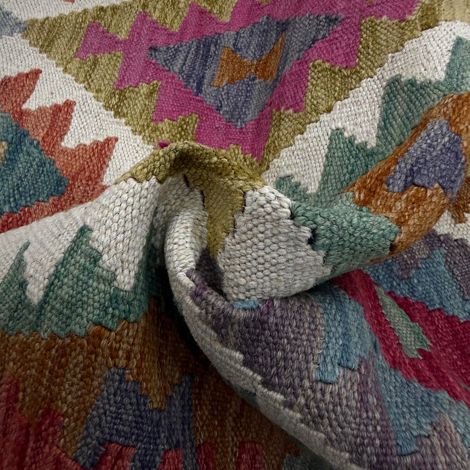 Handmade Multi Kilim Geometric 10' Runner