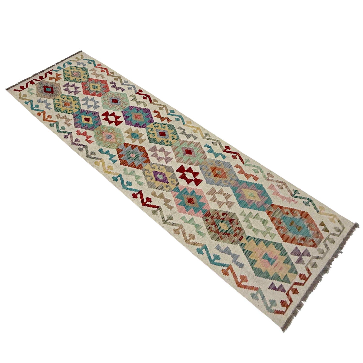 Handmade Multi Kilim Geometric 10' Runner