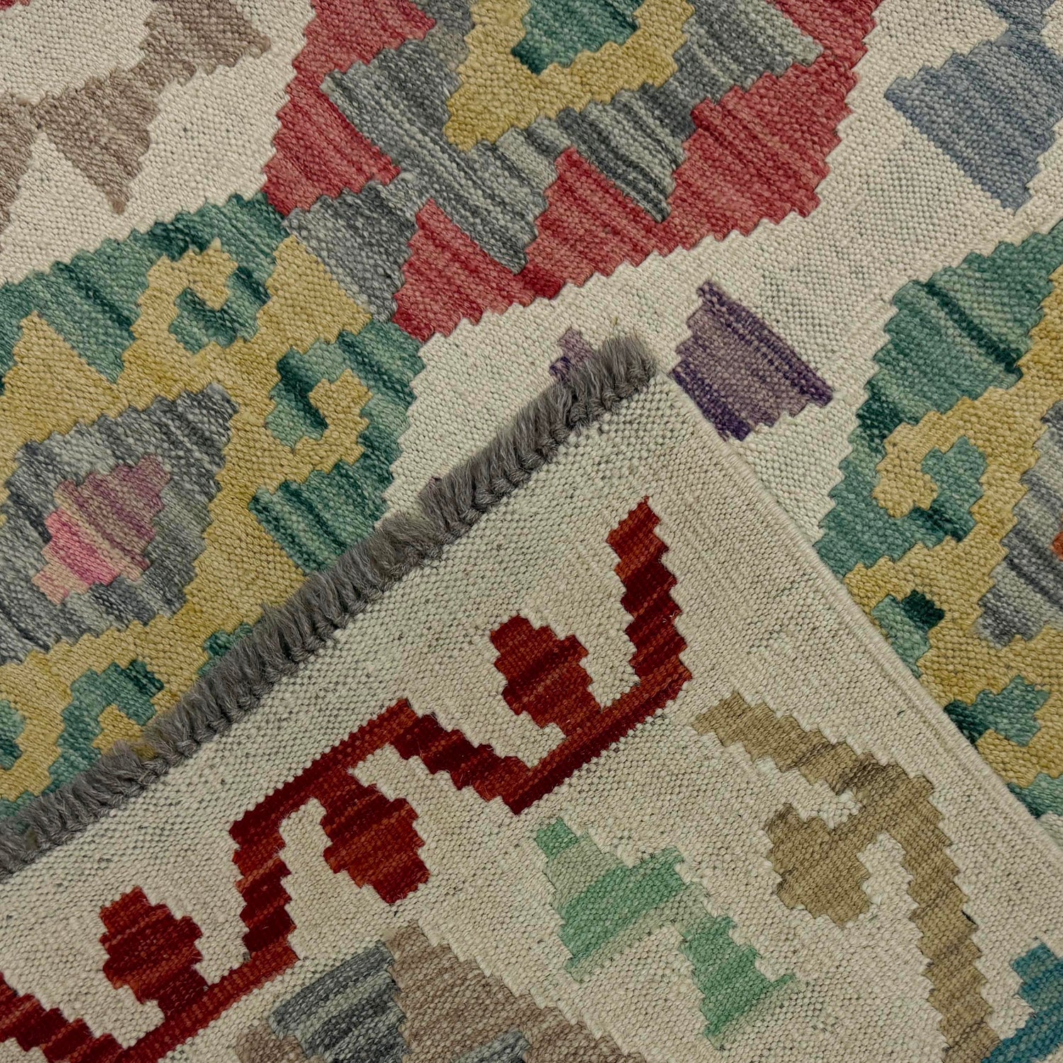 Handmade Multi Kilim Geometric 10' Runner