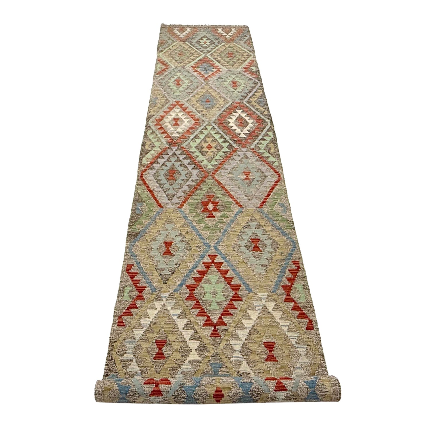 Handmade Multi Kilim Geometric 13' Runner