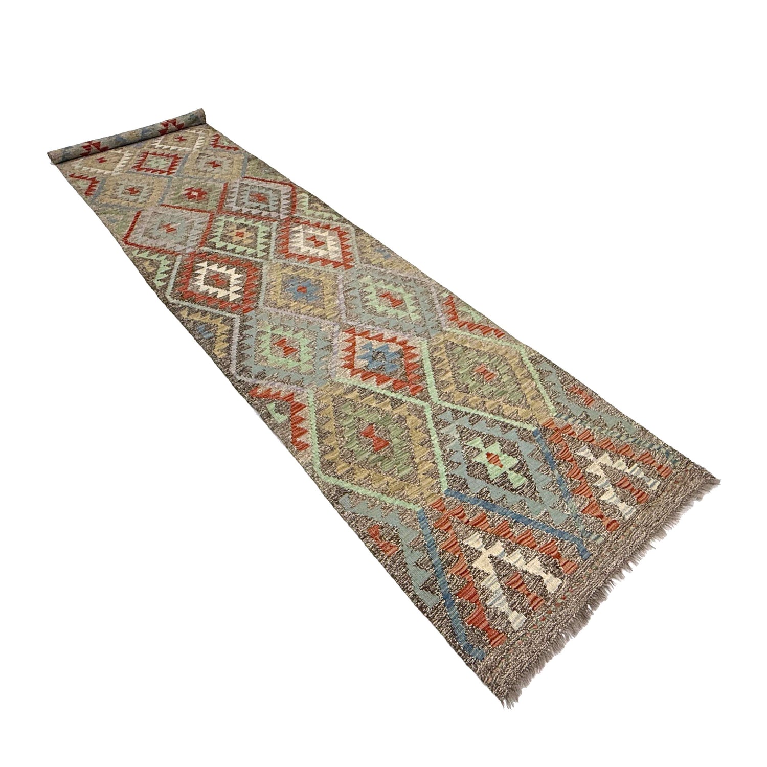 Handmade Multi Kilim Geometric 13' Runner