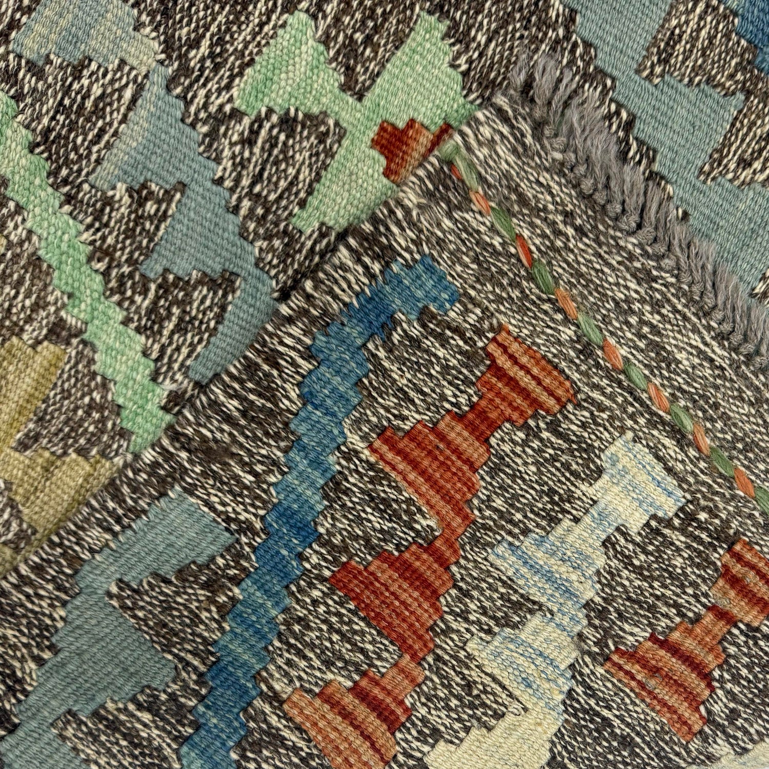 Handmade Multi Kilim Geometric 13' Runner