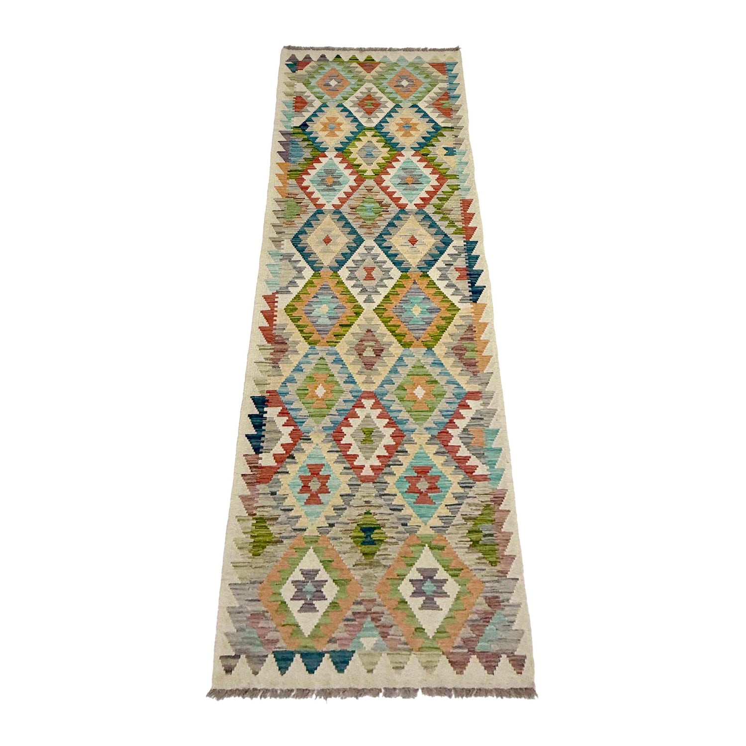 Handmade Multi Kilim Geometric 10' Runner