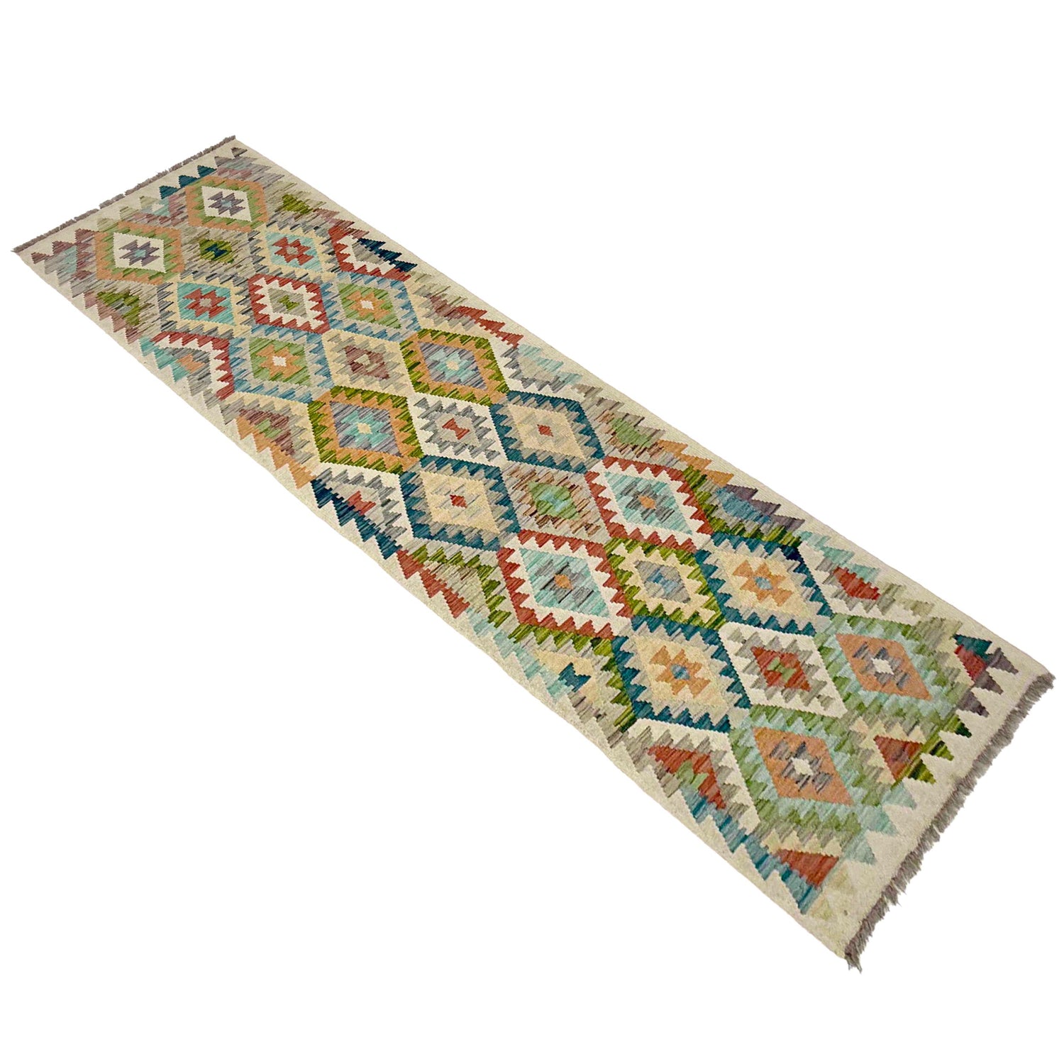 Handmade Multi Kilim Geometric 10' Runner