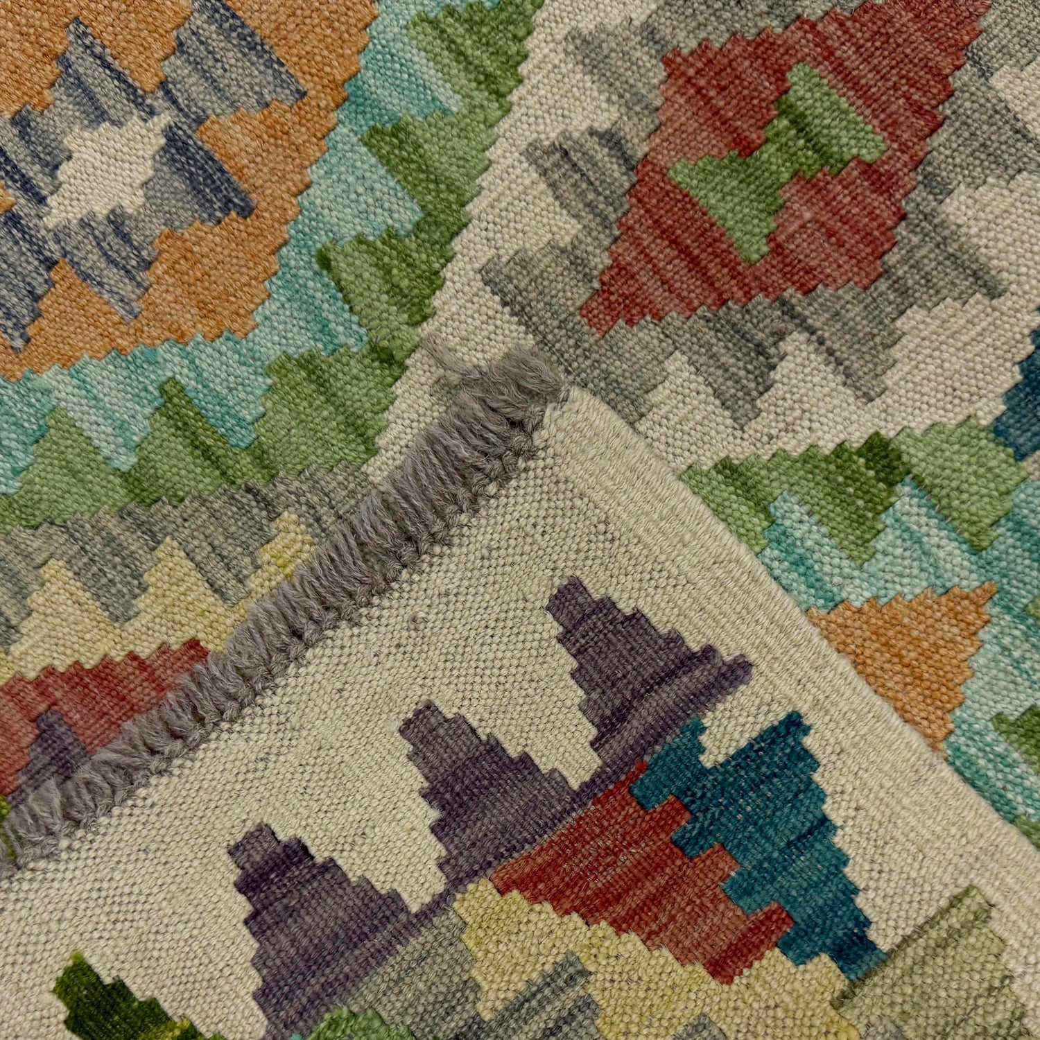 Handmade Multi Kilim Geometric 10' Runner