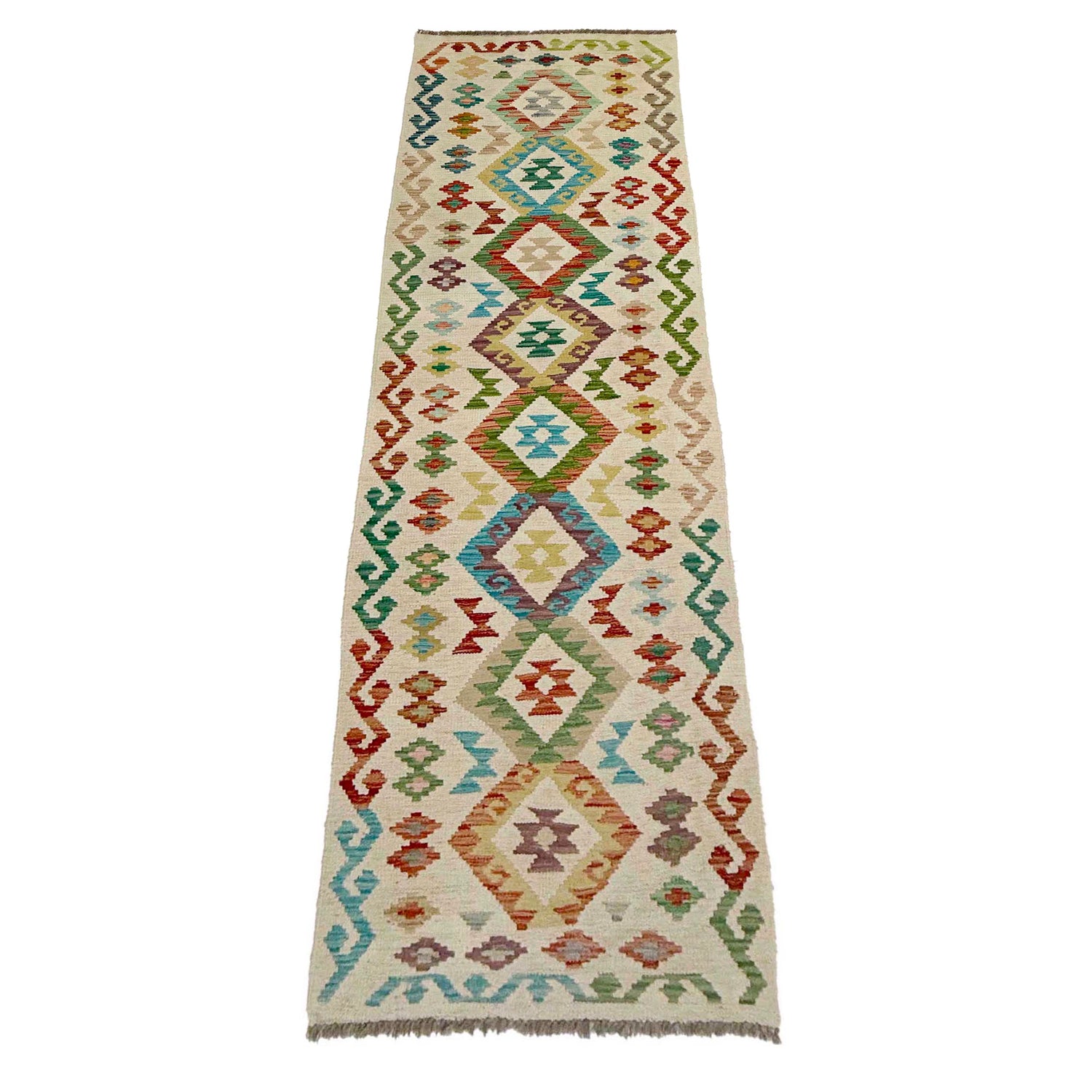 Handmade Multi Kilim Geometric 10' Runner