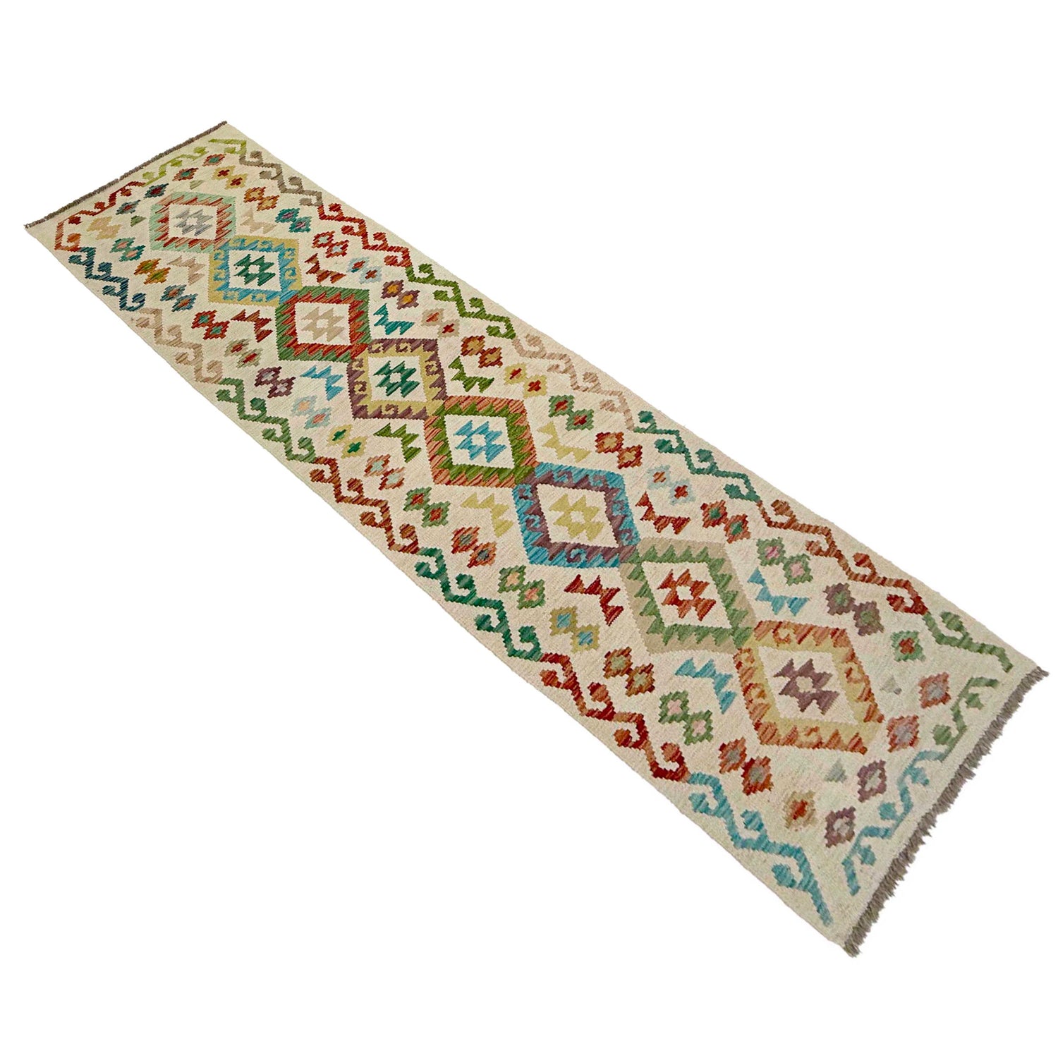 Handmade Multi Kilim Geometric 10' Runner