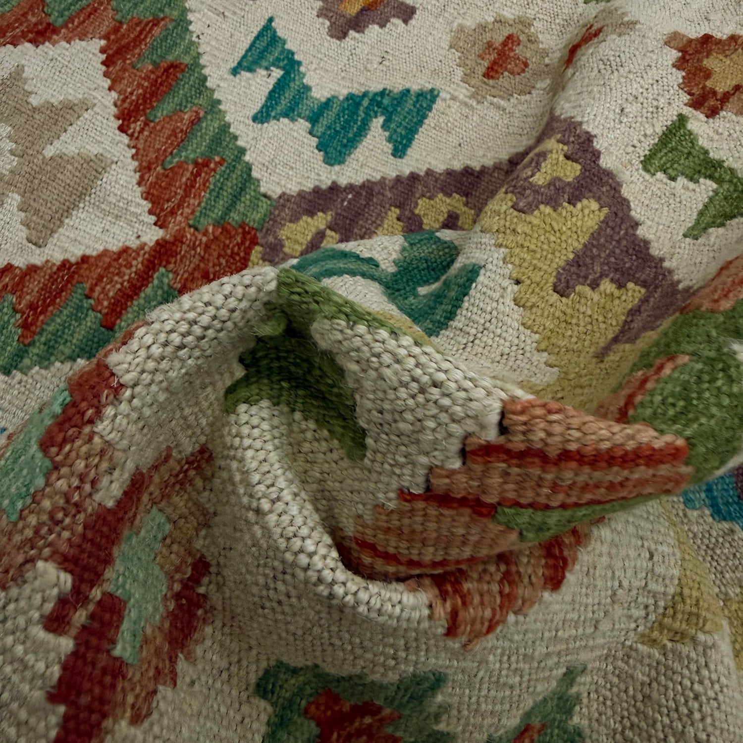 Handmade Multi Kilim Geometric 10' Runner