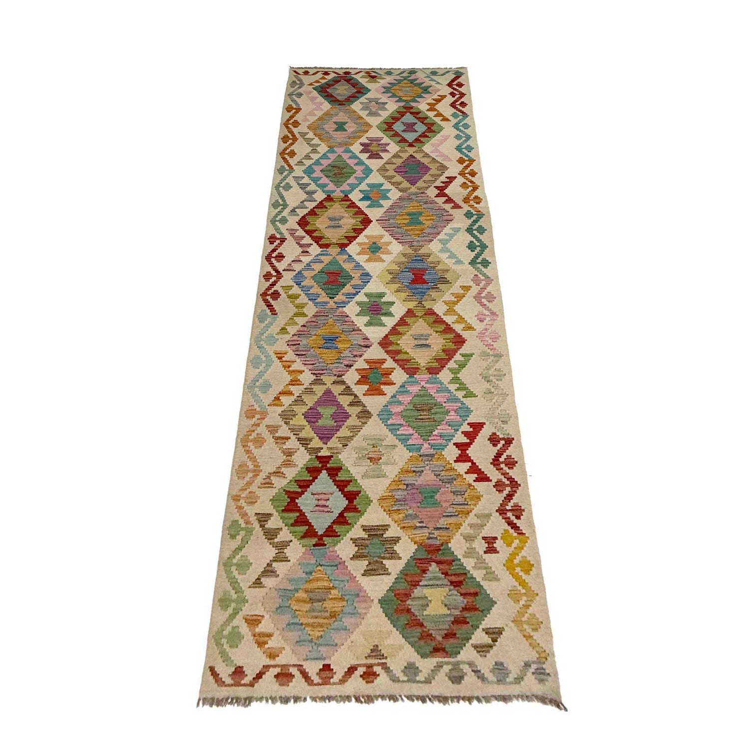 Handmade Multi Kilim Geometric 10' Runner