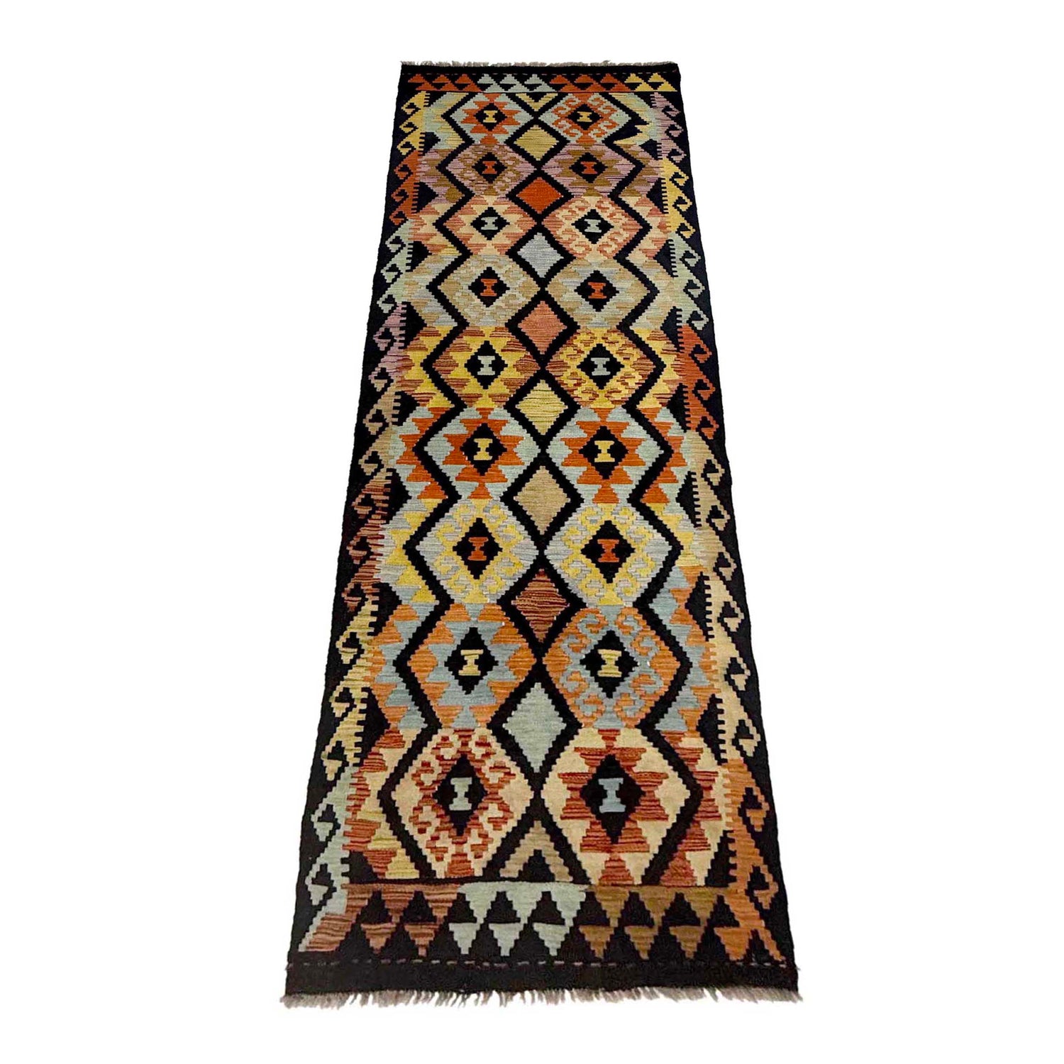 Handmade Multi Kilim Geometric 10' Runner