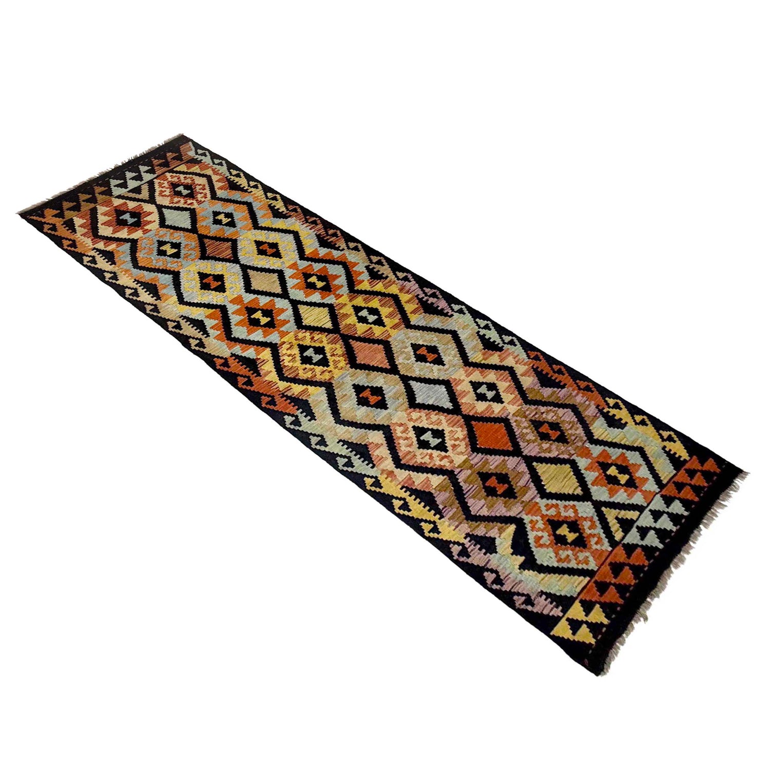 Handmade Multi Kilim Geometric 10' Runner