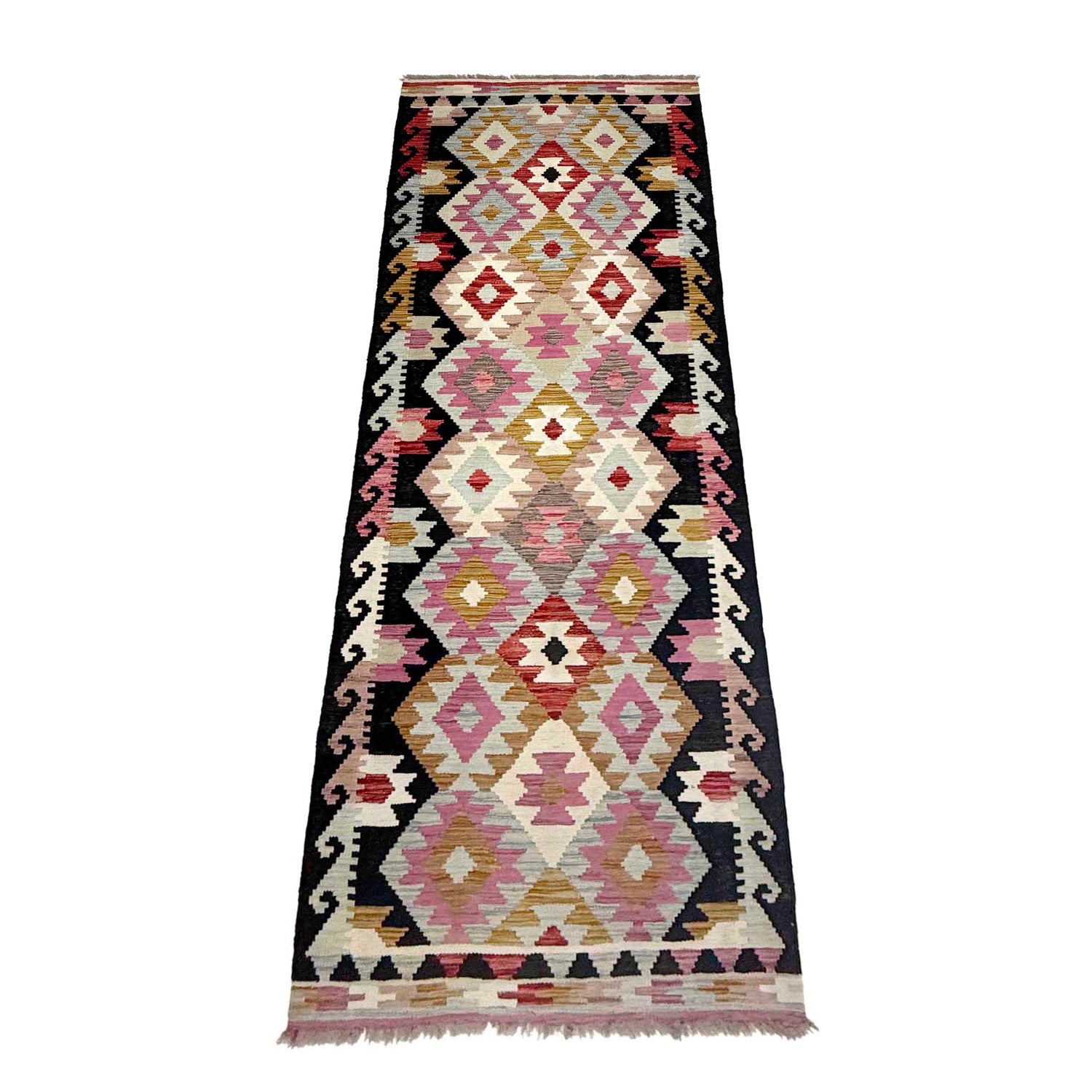Handmade Multi Kilim Geometric 10' Runner