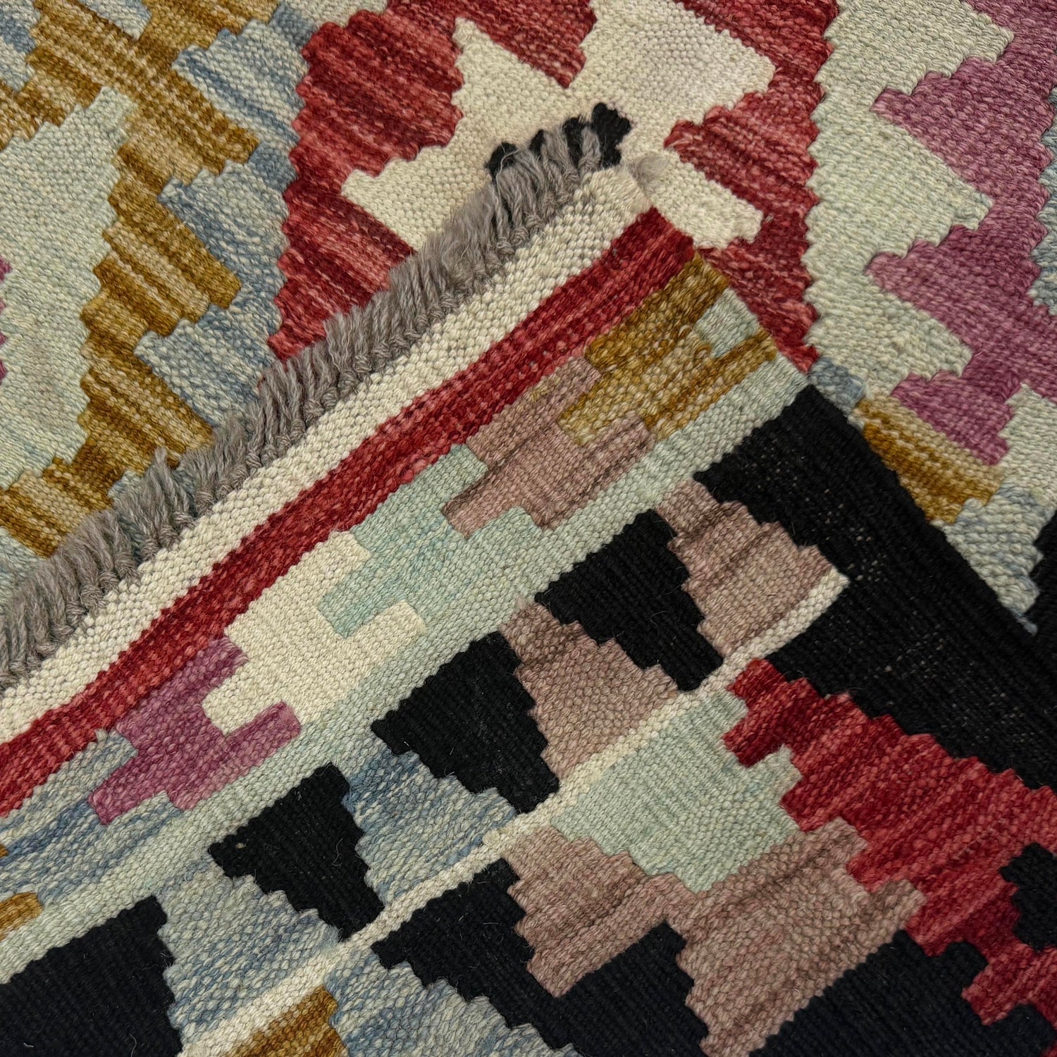 Handmade Multi Kilim Geometric 10' Runner