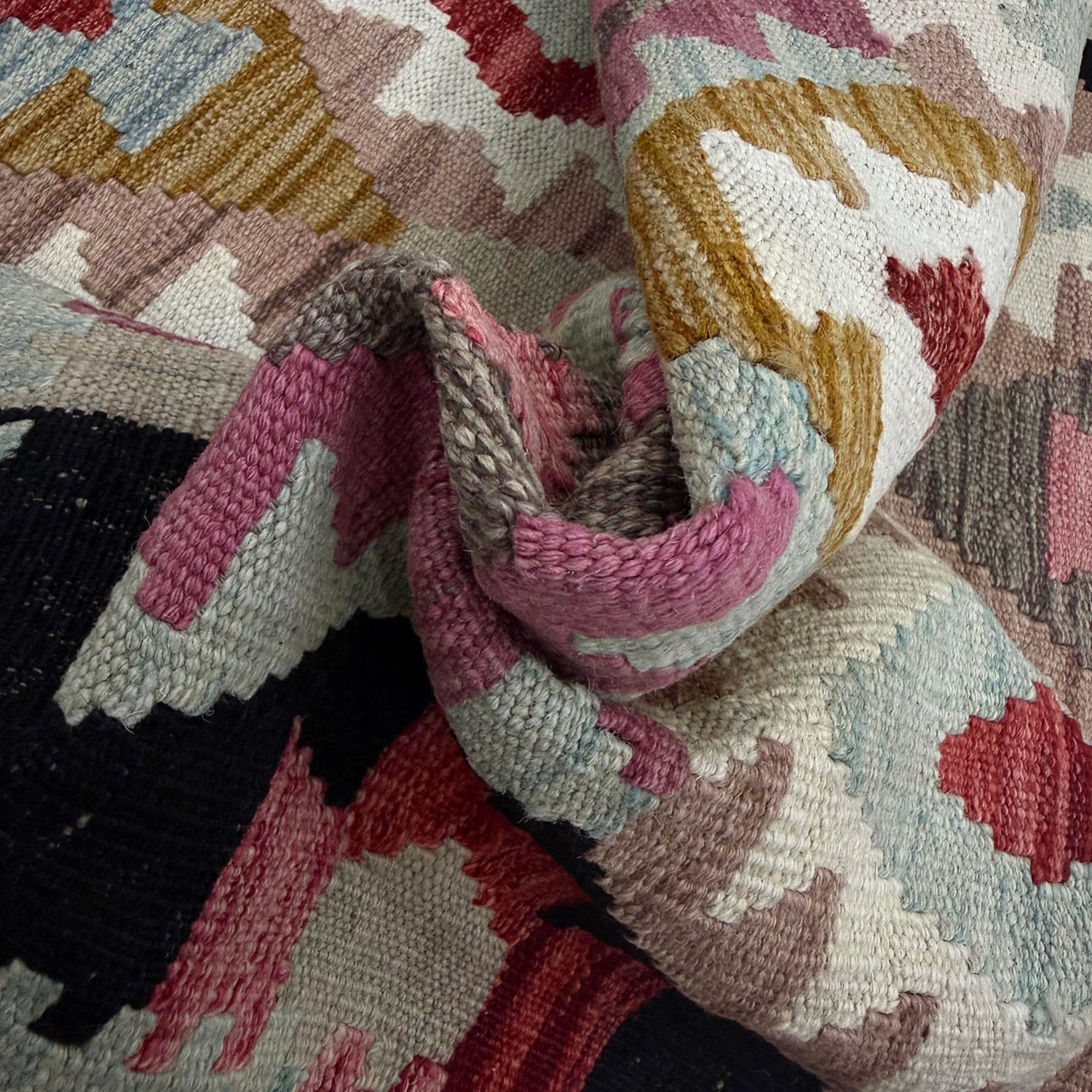 Handmade Multi Kilim Geometric 10' Runner