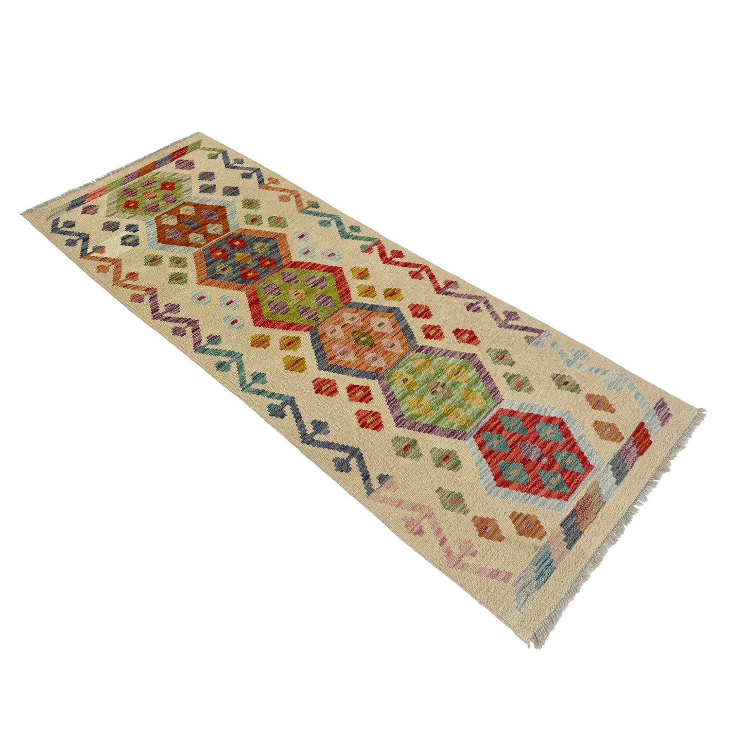 Handmade Multi Kilim Geometric 6' Runner