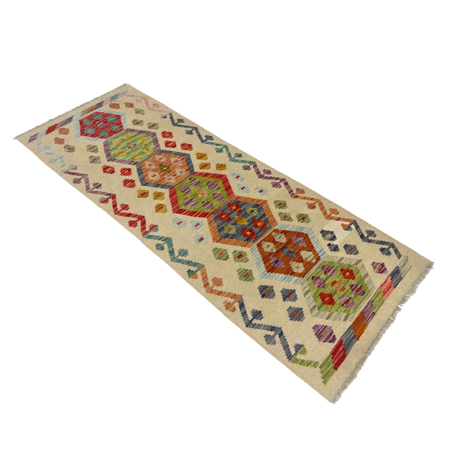 Handmade Multi Kilim Geometric 6' Runner