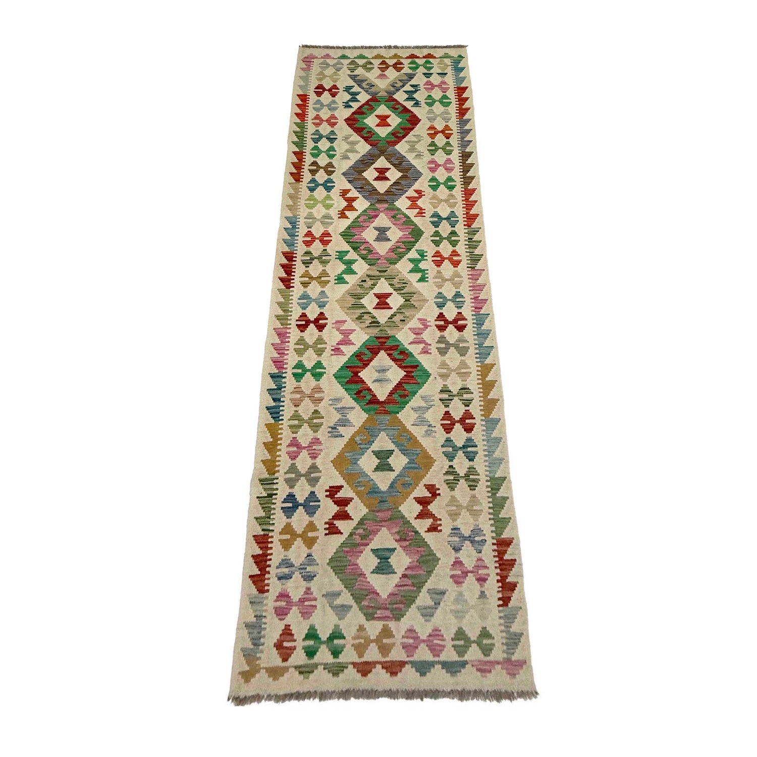 Handmade Multi Kilim Geometric 10' Runner