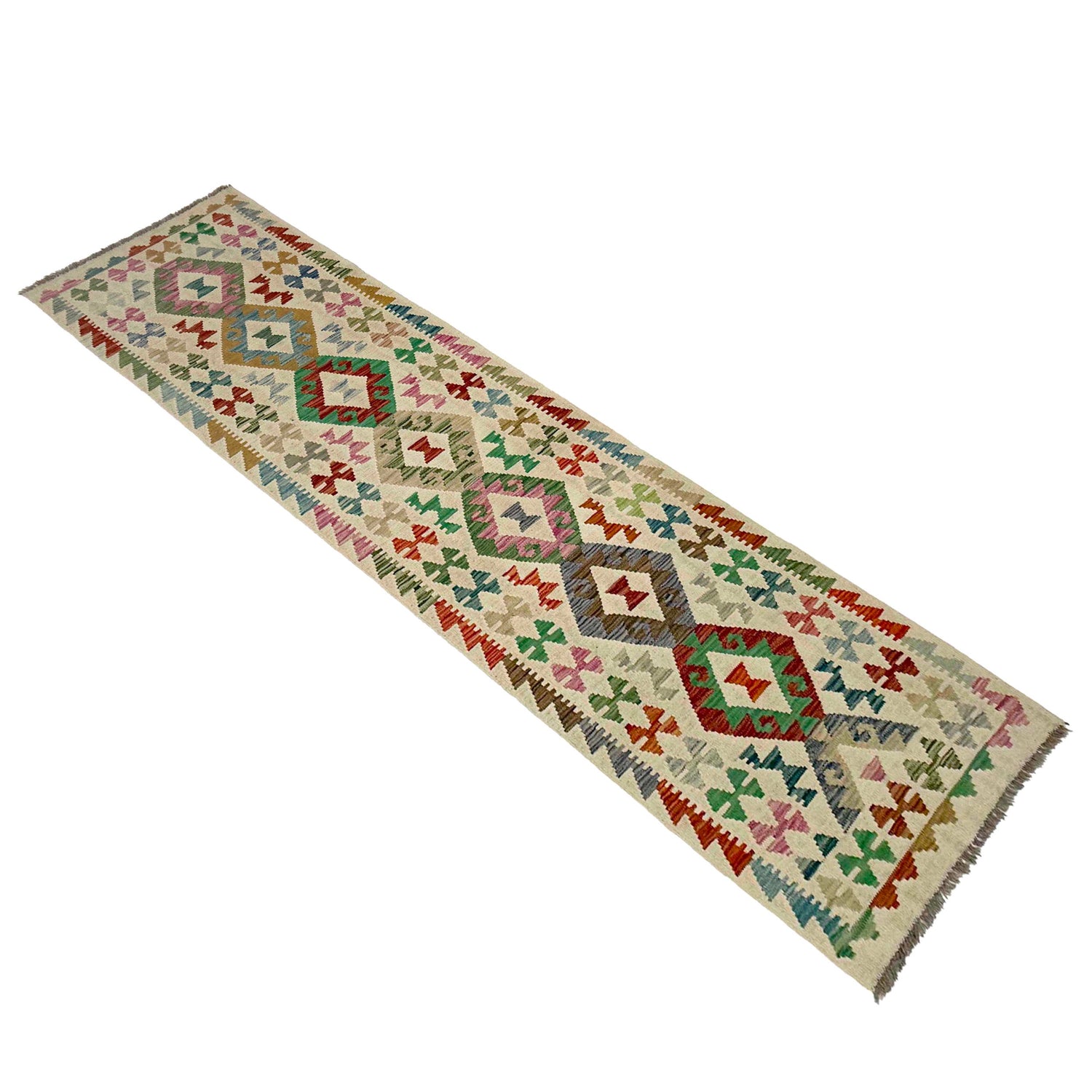 Handmade Multi Kilim Geometric 10' Runner