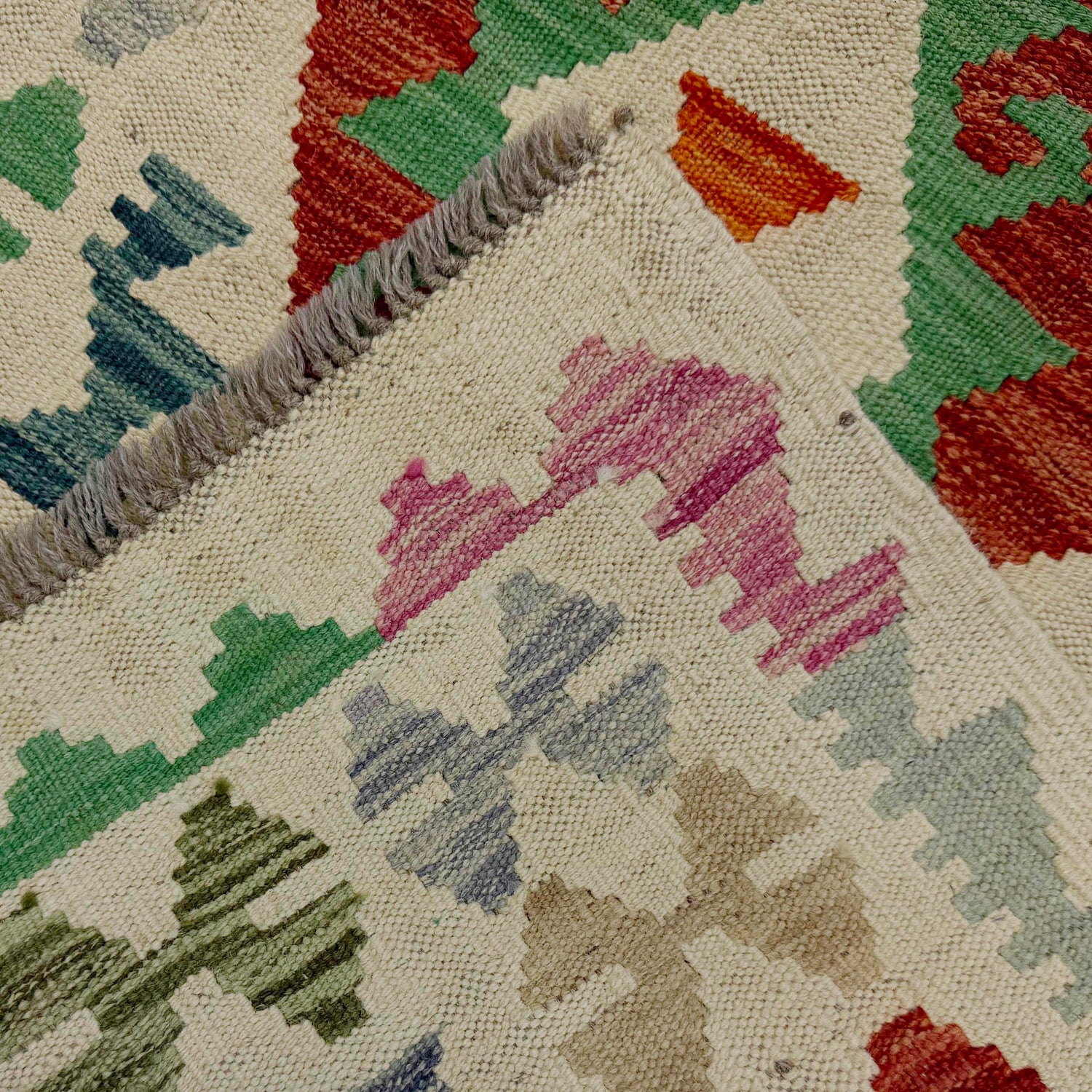 Handmade Multi Kilim Geometric 10' Runner