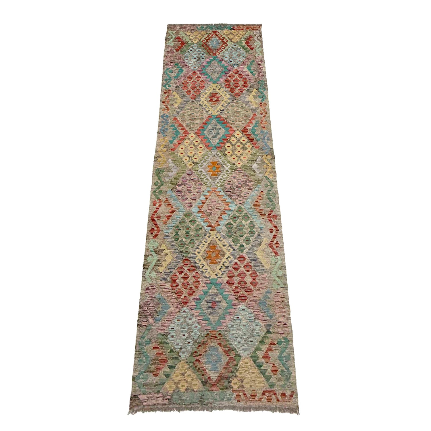 Handmade Multi Kilim Geometric 13' Runner