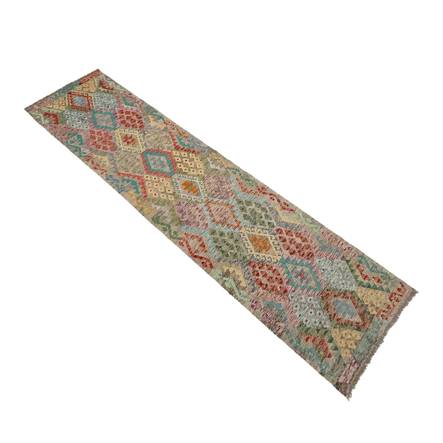 Handmade Multi Kilim Geometric 13' Runner