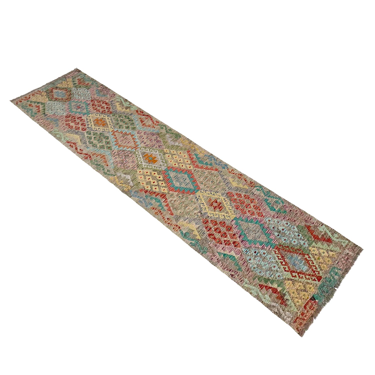 Handmade Multi Kilim Geometric 13' Runner