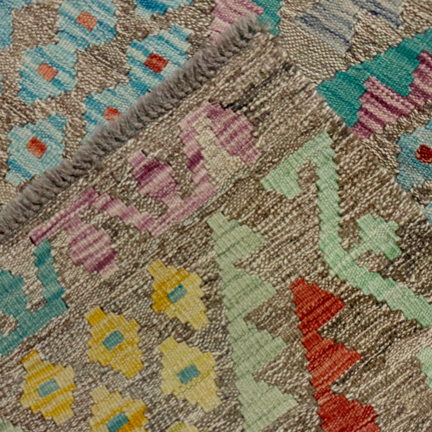 Handmade Multi Kilim Geometric 13' Runner