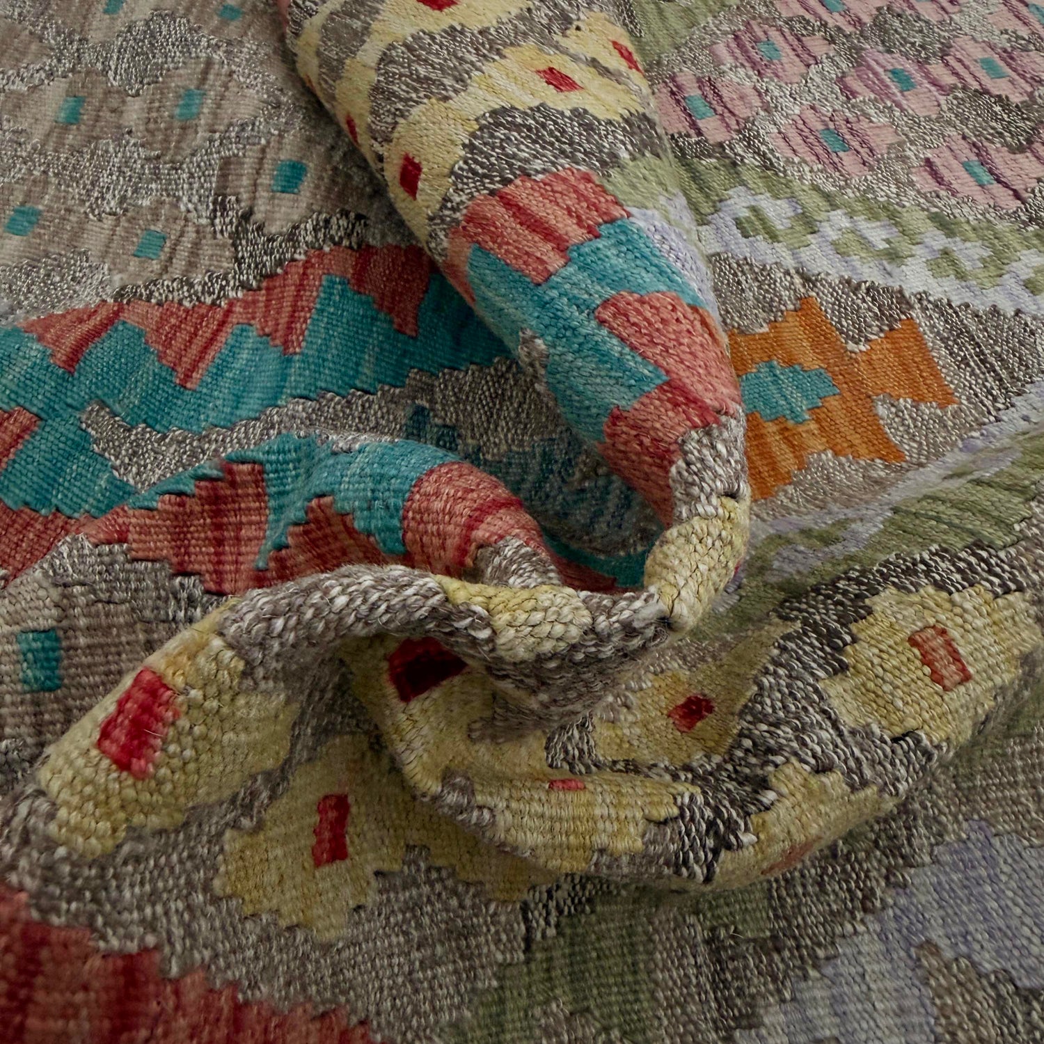 Handmade Multi Kilim Geometric 13' Runner
