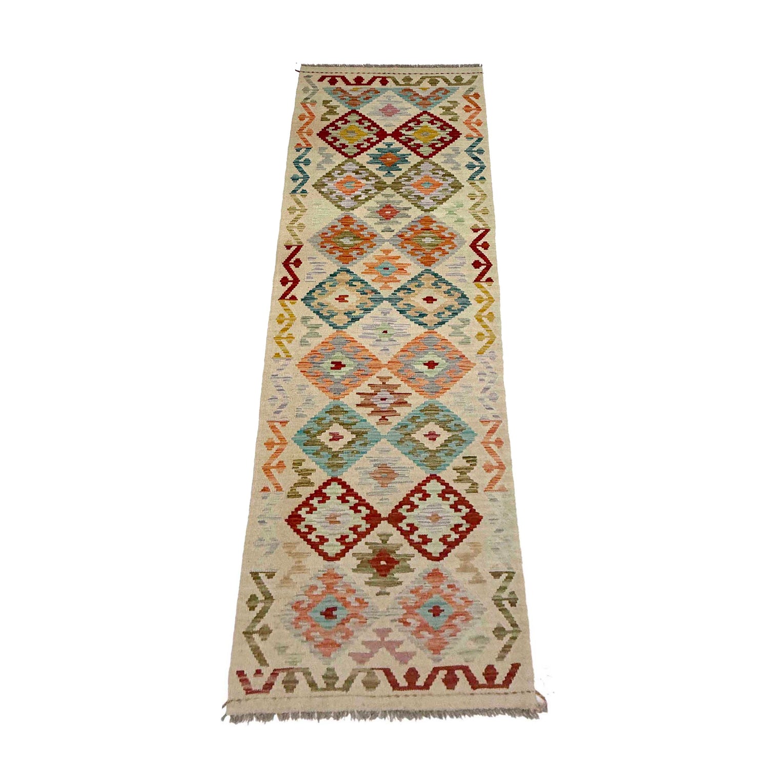 Handmade Multi Kilim Geometric 10' Runner