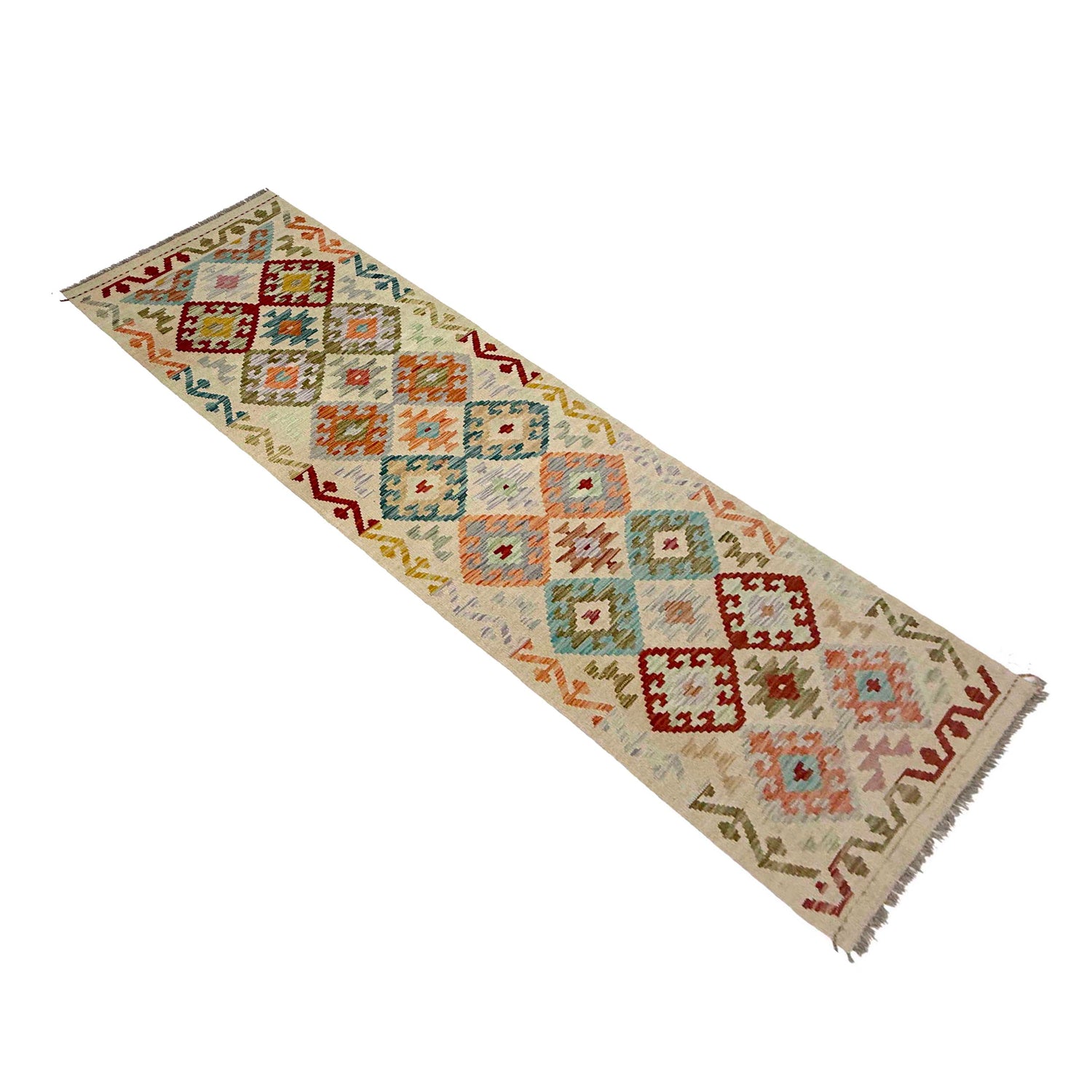 Handmade Multi Kilim Geometric 10' Runner