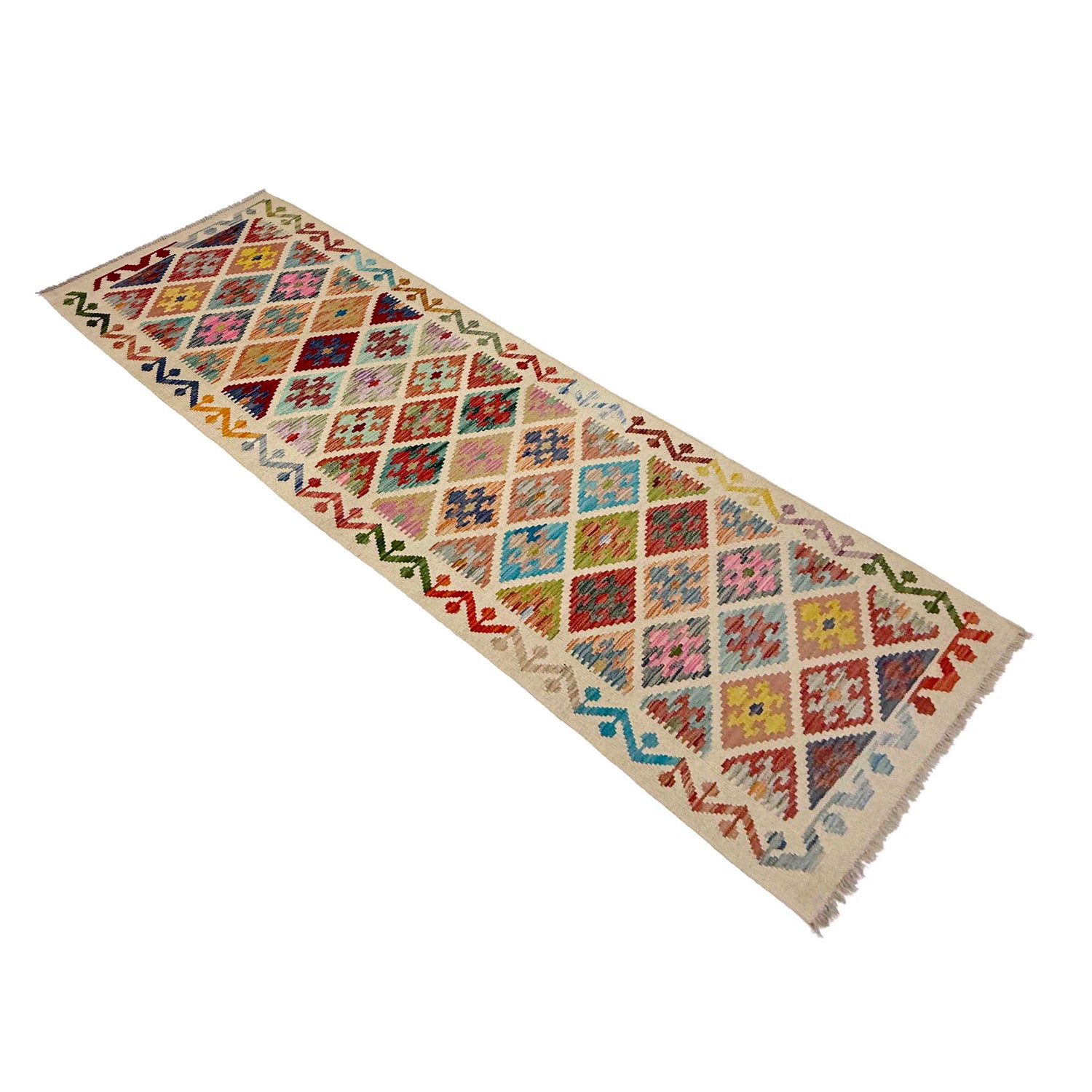 Handmade Multi Kilim Geometric 10' Runner