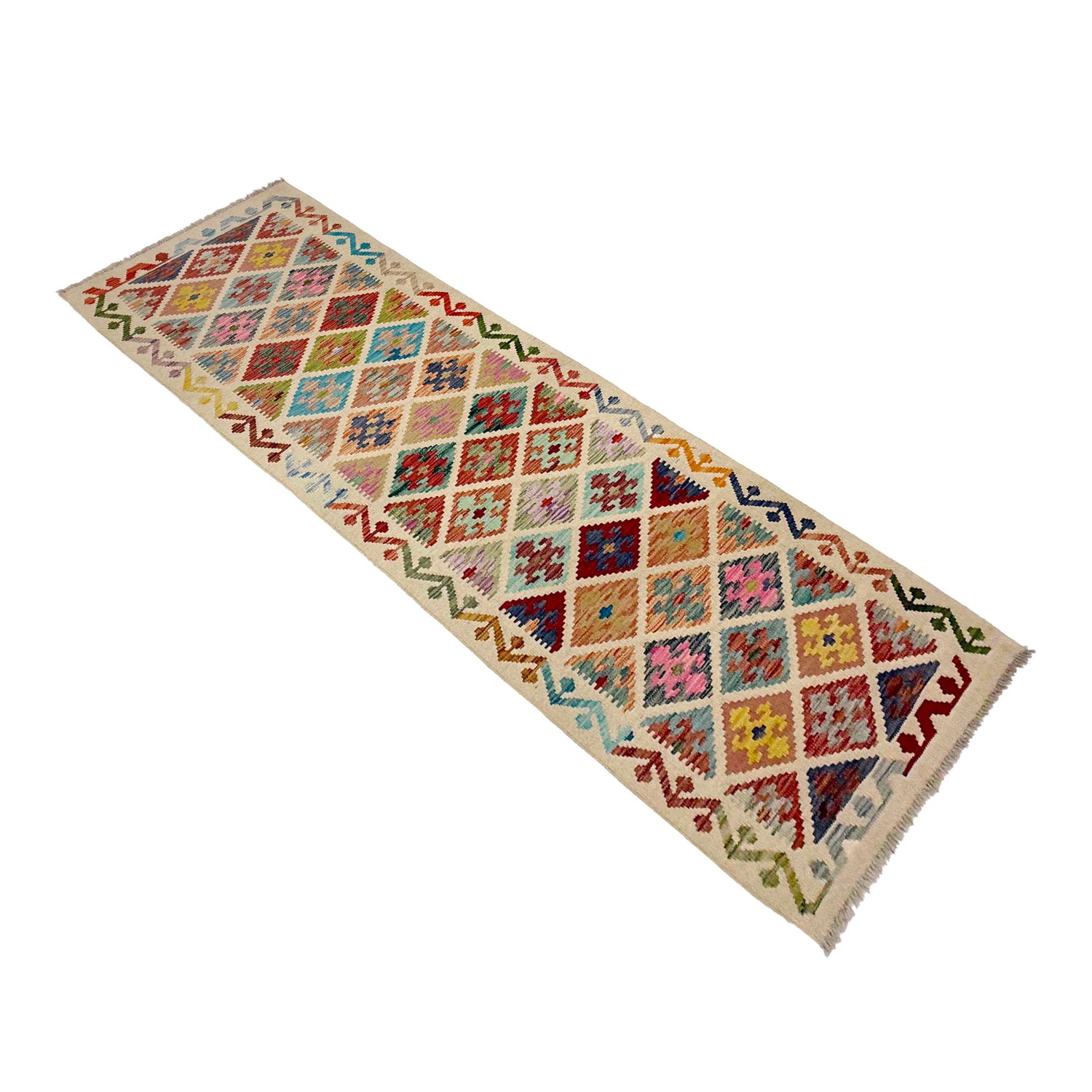 Handmade Multi Kilim Geometric 10' Runner